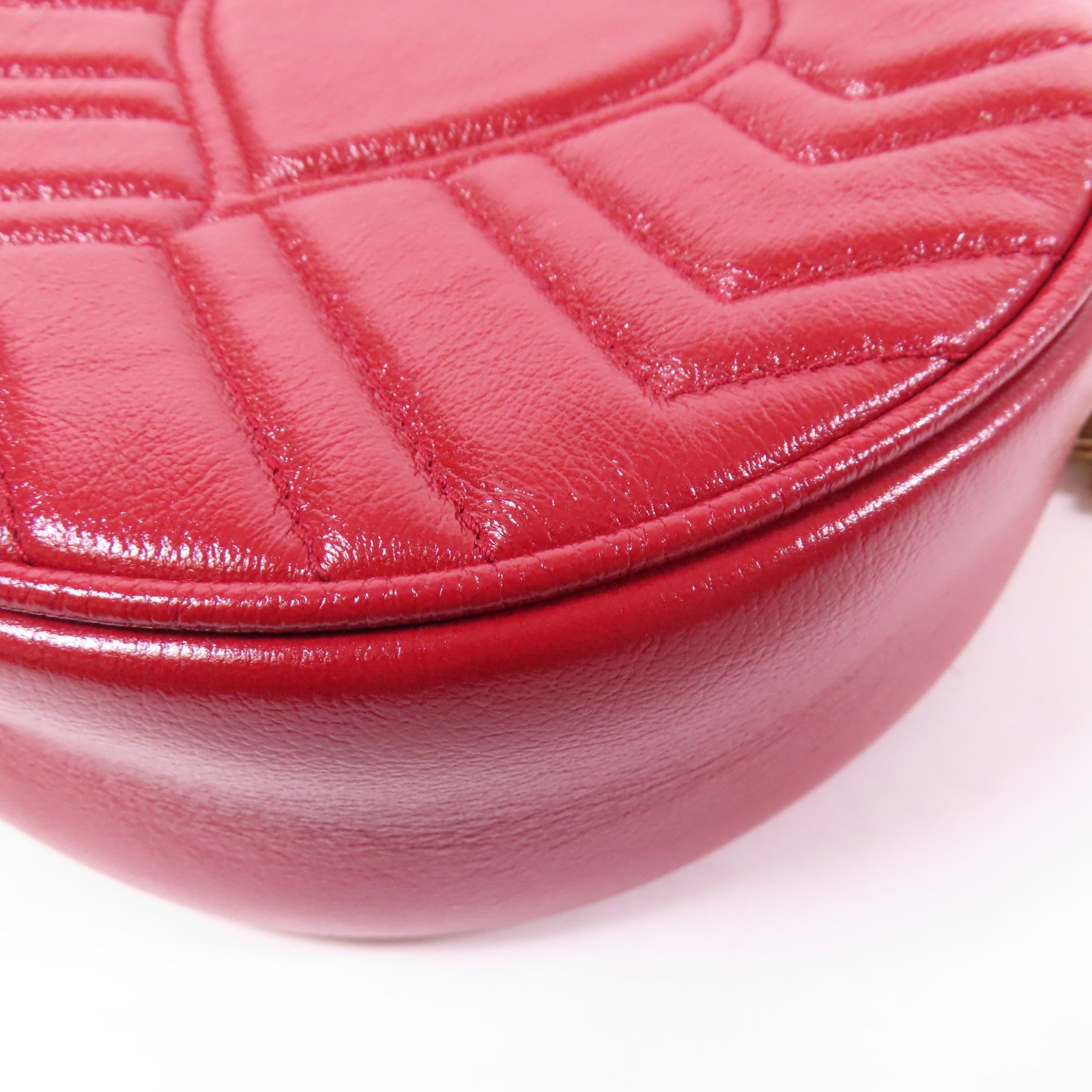GUCCI GHW GG Marmont Chain Shoulder Bag 550154 Calfskin Leather Red