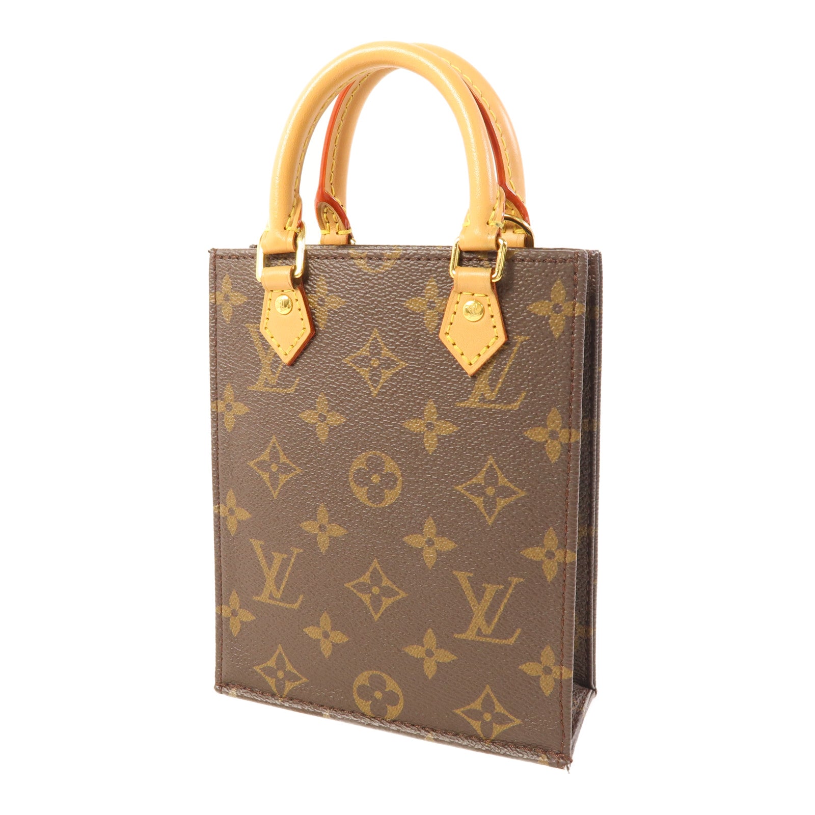 LOUIS VUITTON LV GHW Petit Sac Plat 2 Way Shoulder Bag M81295 Monogram Brown