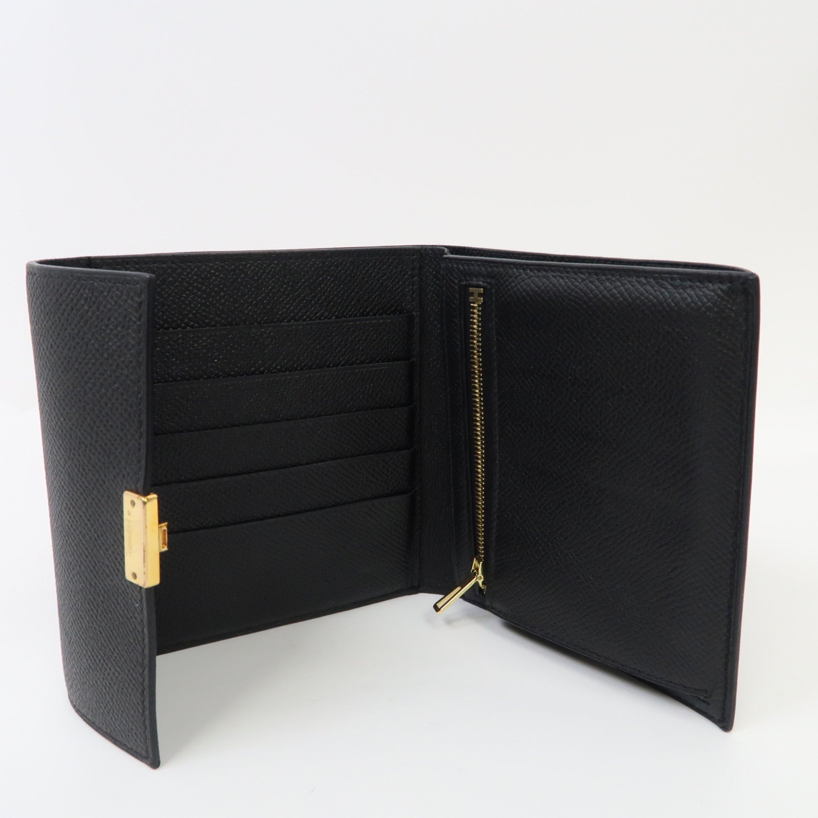 HERMES Epsom皮革Clic 12 Wallet金扣錢包黑色