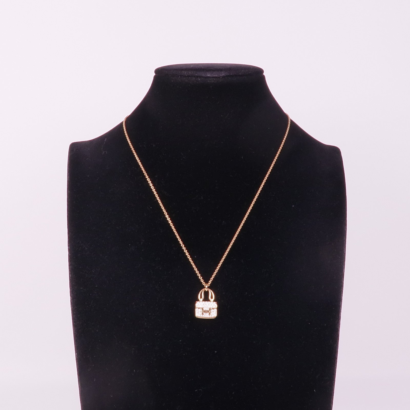 HERMES 18K玫瑰金Amulettes Constance鑽石項鍊