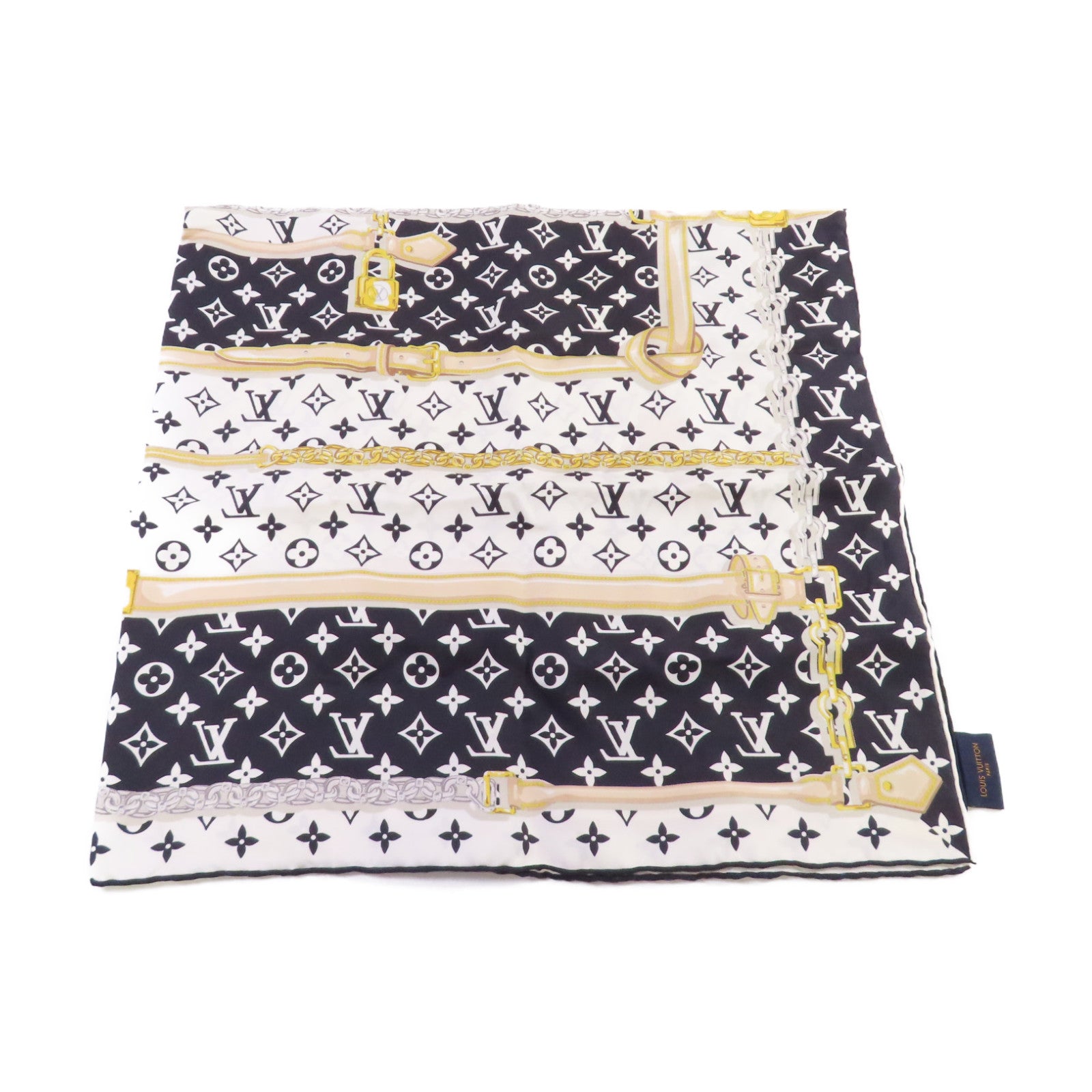 LOUIS VUITTON 【激減優惠】絲質Monogram Confidential Square Scarf絲巾黑色/白色/彩色