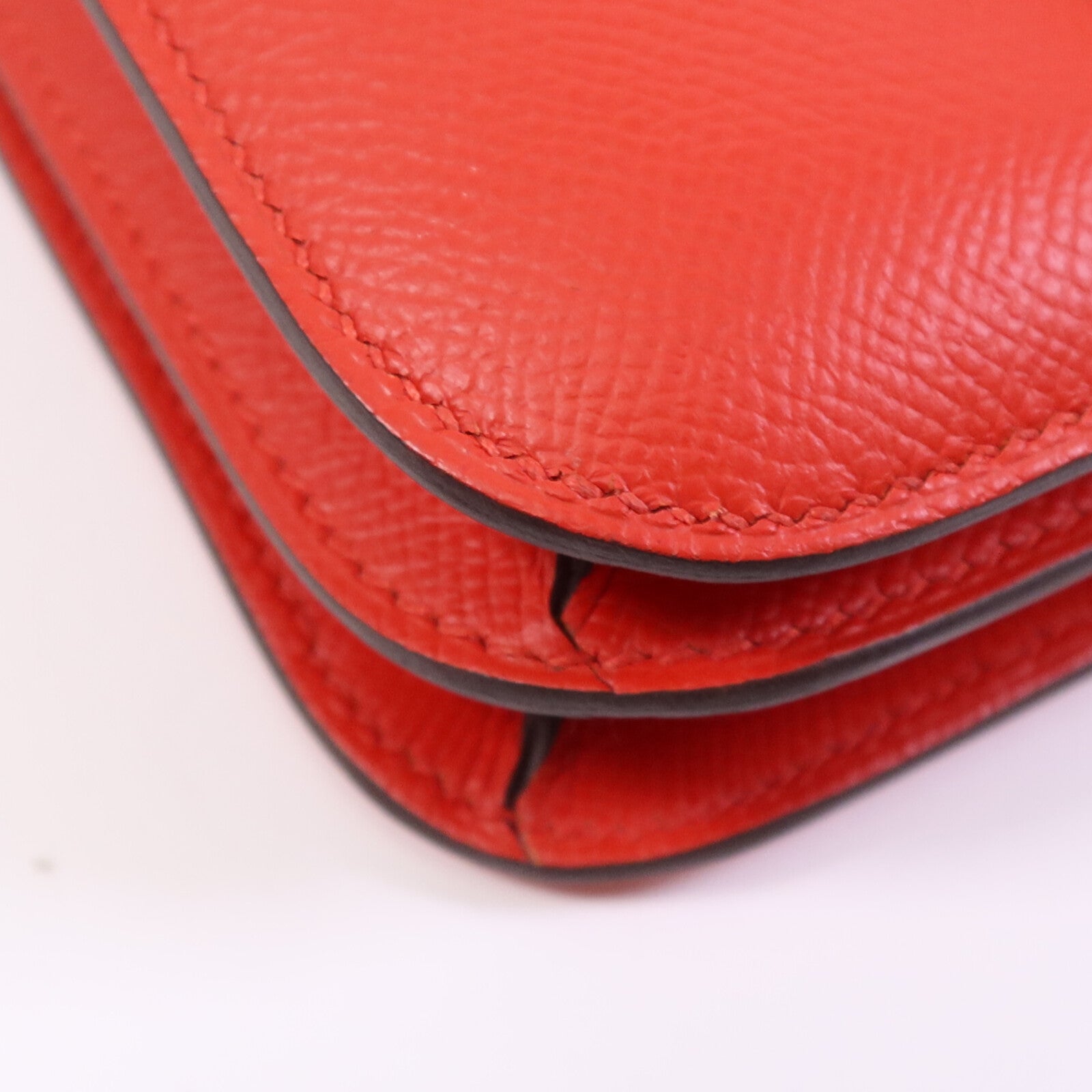 HERMES Epsom皮革Constance 24肩背袋銀扣Rouge De Coeur/Mauve