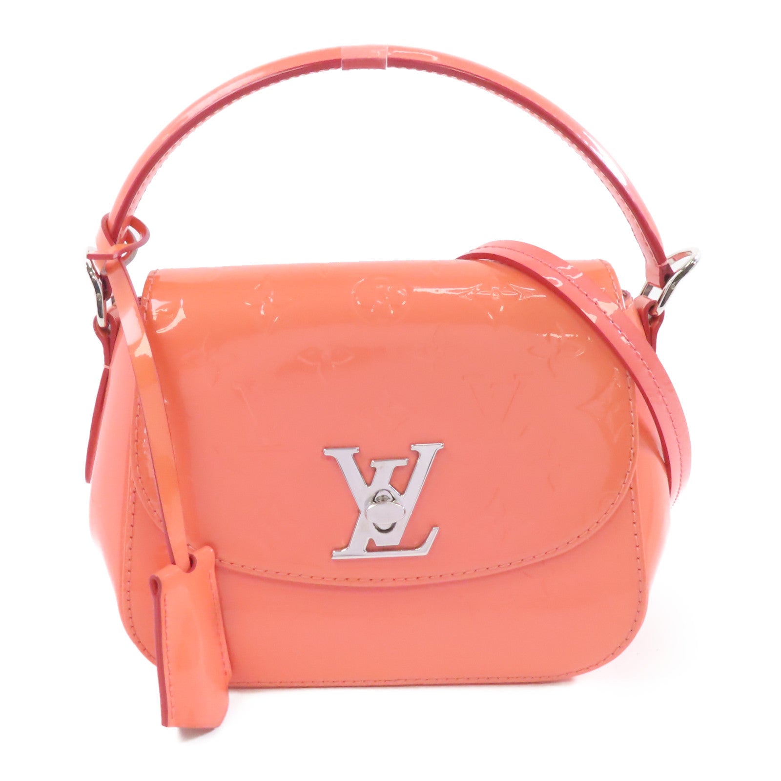 LOUIS VUITTON 【激減優惠】Vernis Pasadena銀扣手挽肩背兩用袋粉紅色