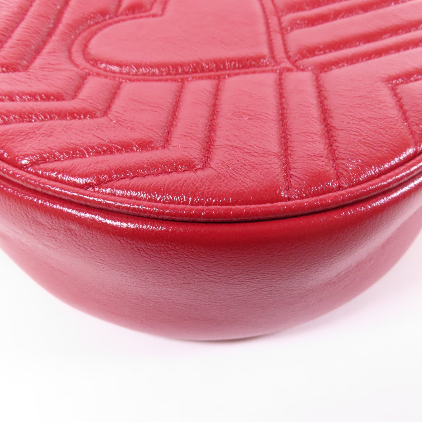 GUCCI GHW GG Marmont Chain Shoulder Bag 550154 Calfskin Leather Red