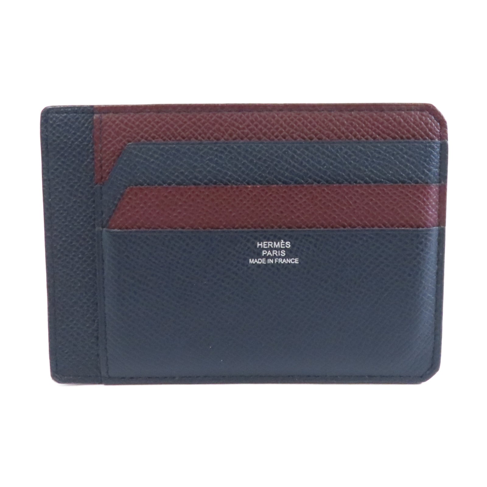 HERMES Epsom皮革Card Case卡片套藍色/紅色