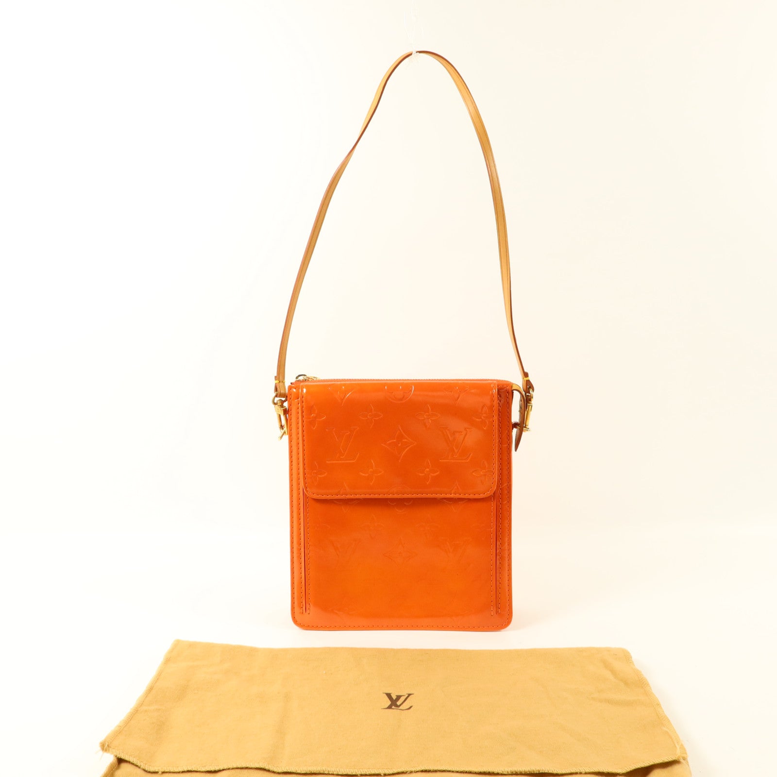 LOUIS VUITTON Monogram Vernis Motto Accessory Pouch金扣肩背袋