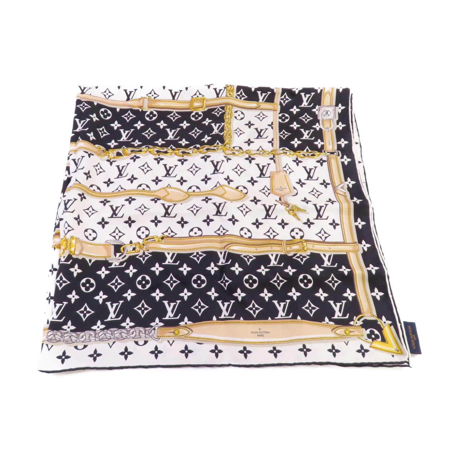 LOUIS VUITTON 【激減優惠】絲質Monogram Confidential Square Scarf絲巾黑色/白色/彩色