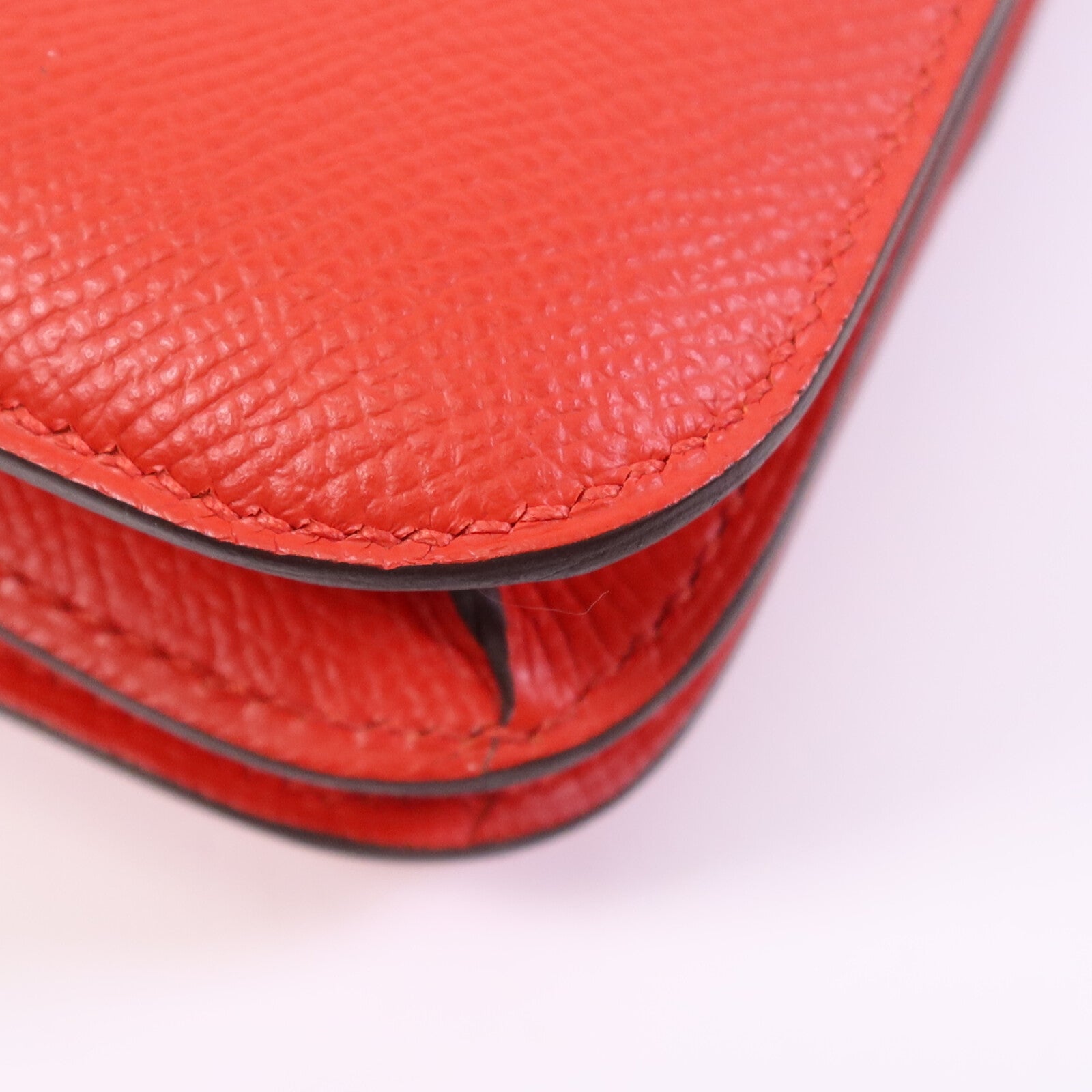 HERMES Epsom皮革Constance 24肩背袋銀扣Rouge De Coeur/Mauve