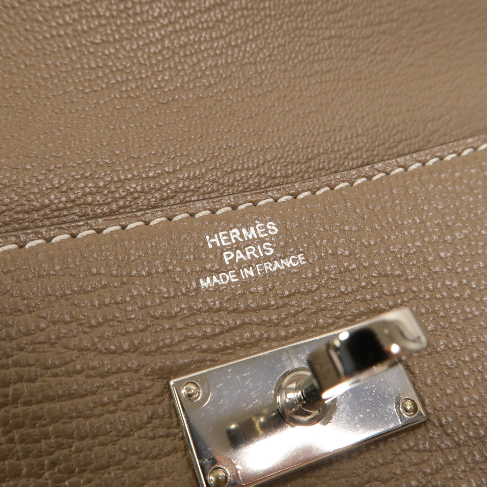 HERMES Chevre皮革Kelly Wallet長錢包Etoupe