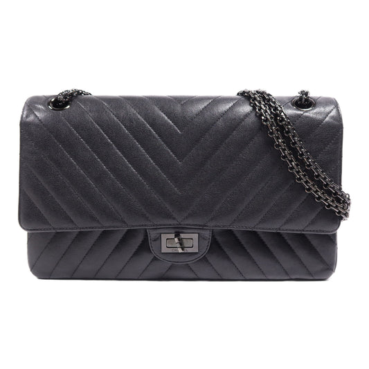 CHANEL 牛皮皮革2.55 (28cm)鏈帶肩背袋