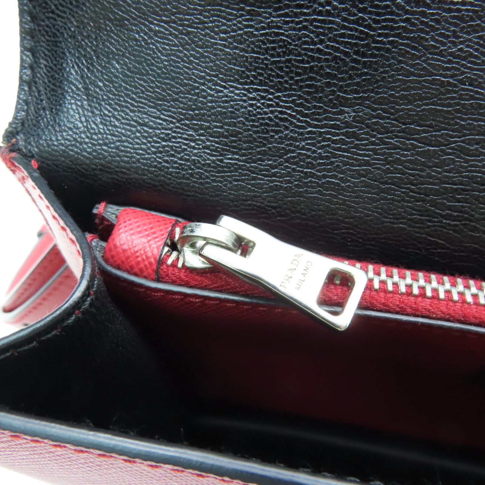 PRADA cowhide leather Shoulder Bag silver buckle handle shoulder bag red
