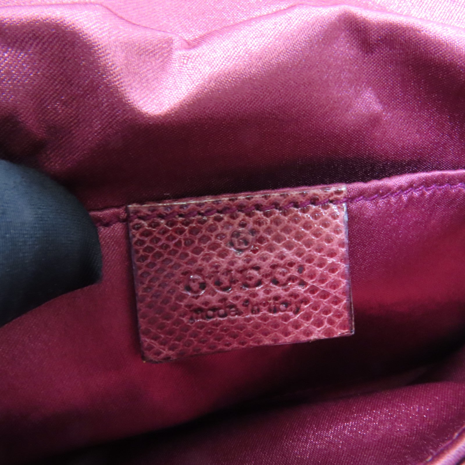 GUCCI 絲質/蜥蜴皮革Horsebit 1955金扣肩背袋