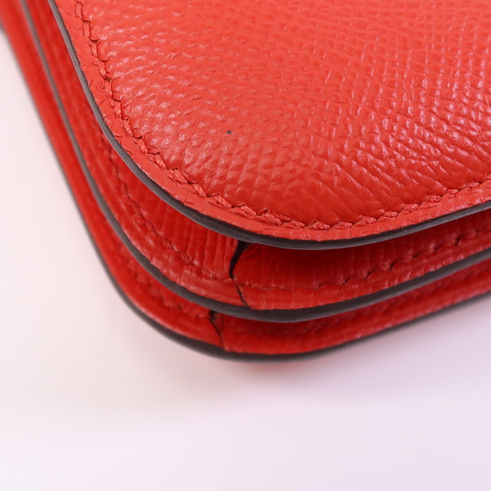 HERMES Epsom皮革Constance 24肩背袋銀扣Rouge De Coeur/Mauve