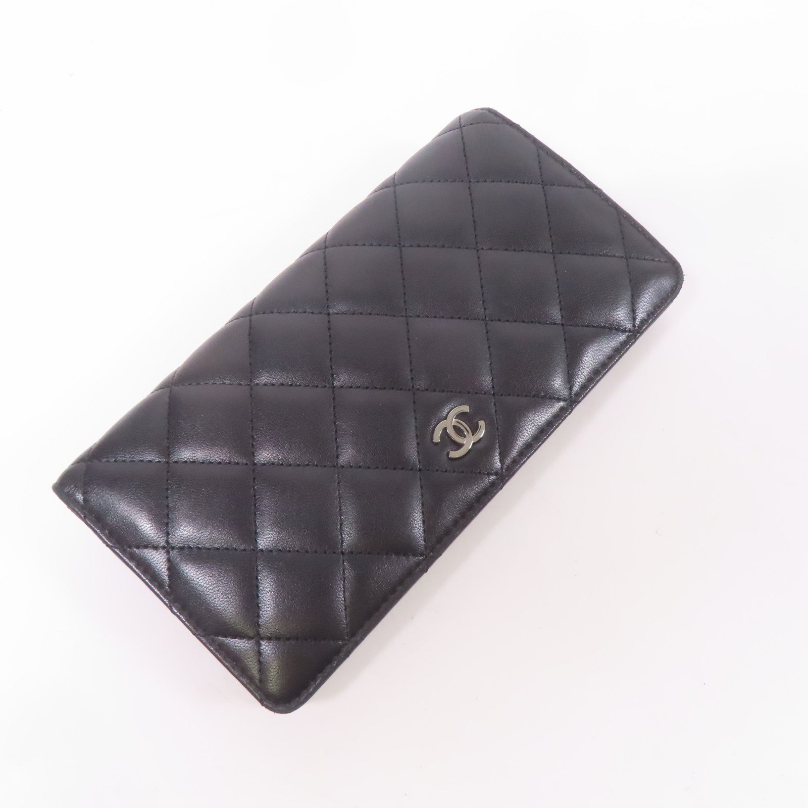 CHANEL CC SHW Long Wallet Lambskin Leather Black