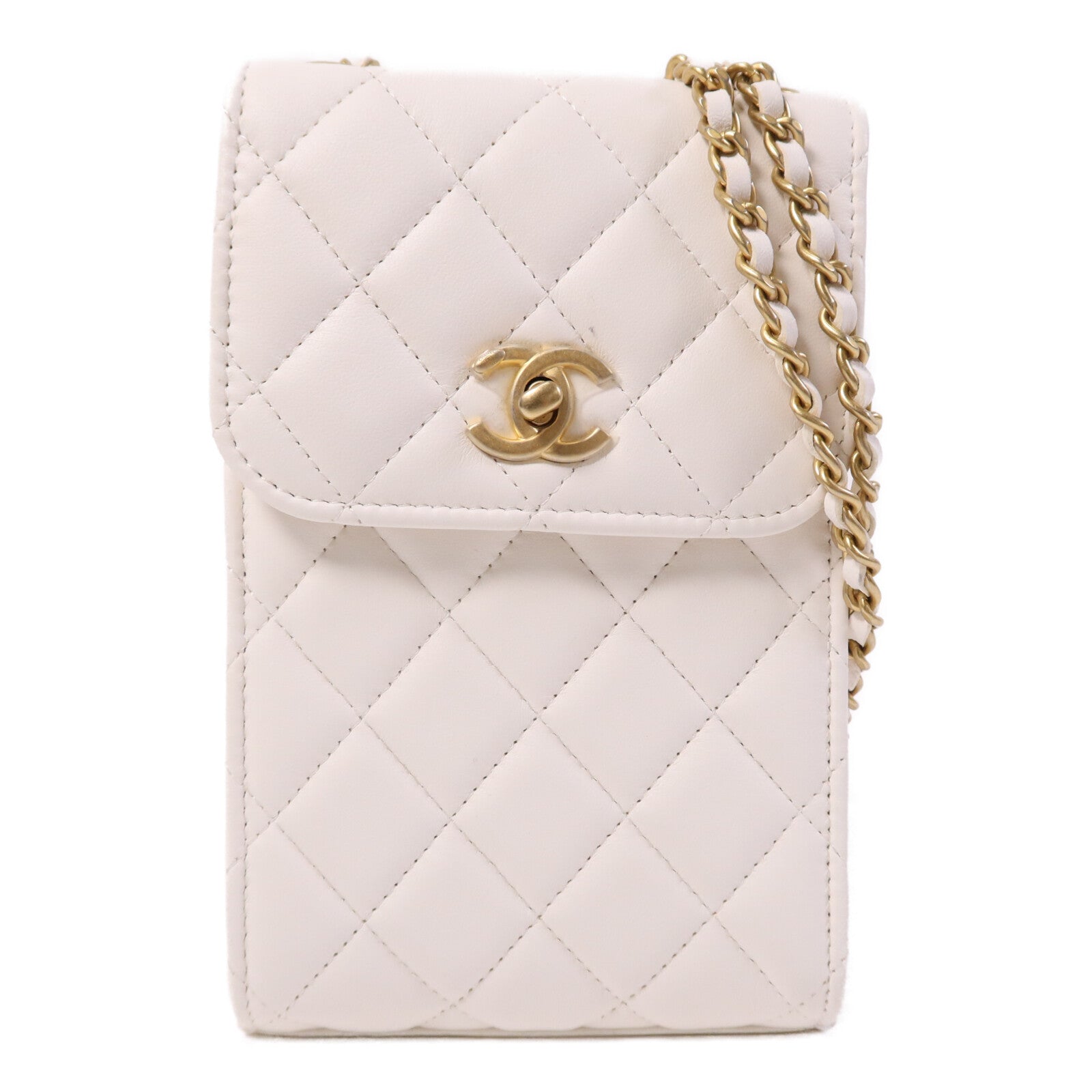 CHANEL 羊皮皮革Chain Shoulder金扣鏈帶肩背袋