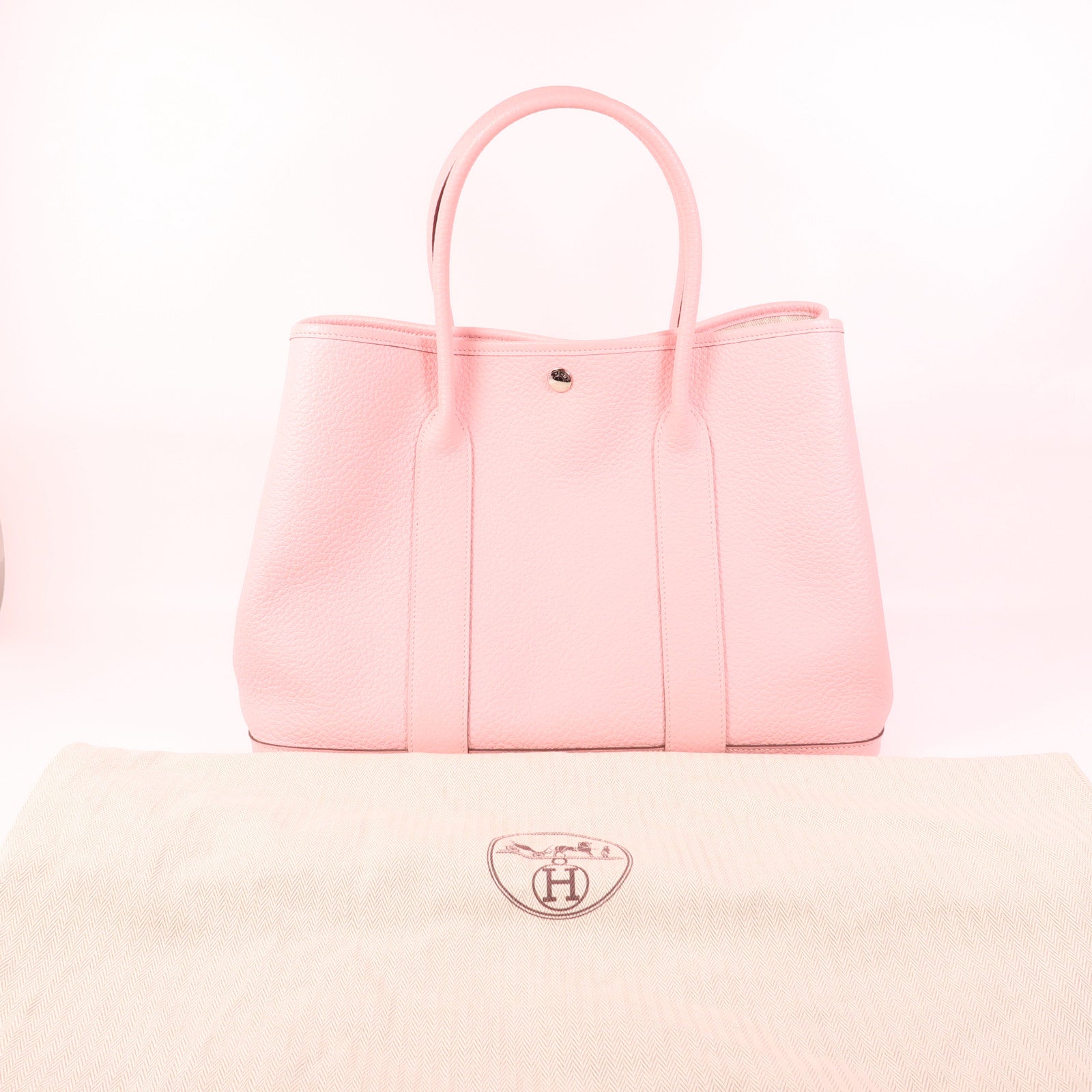 HERMES Negonda皮革Garden Party PM銀扣手挽袋3Q Rose Sakura