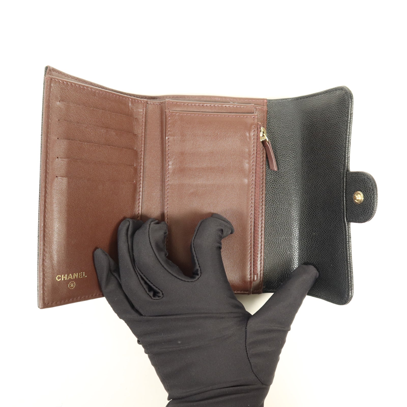 CHANEL 牛皮皮革Wallet金扣錢包