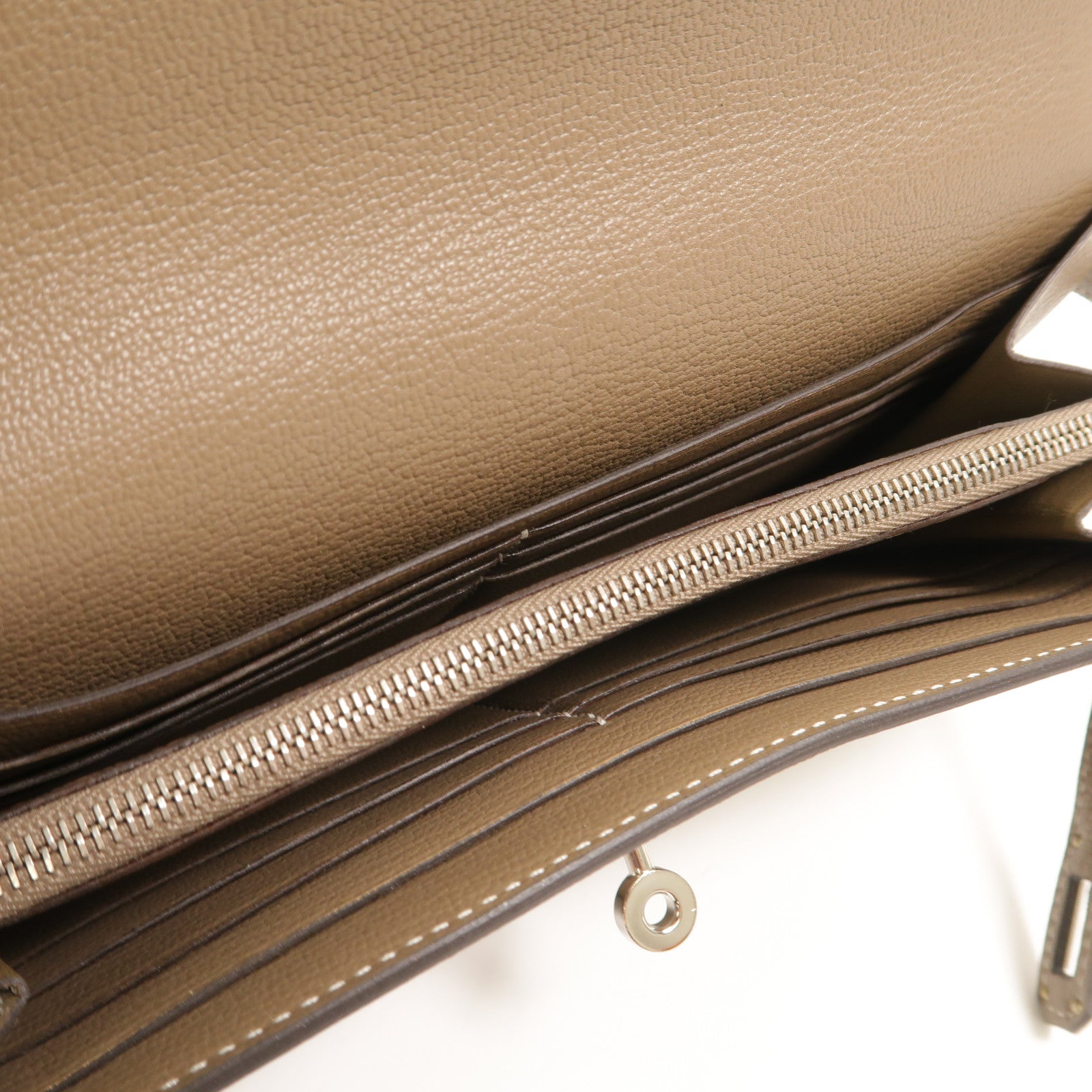 HERMES Chevre皮革Kelly Wallet長錢包Etoupe