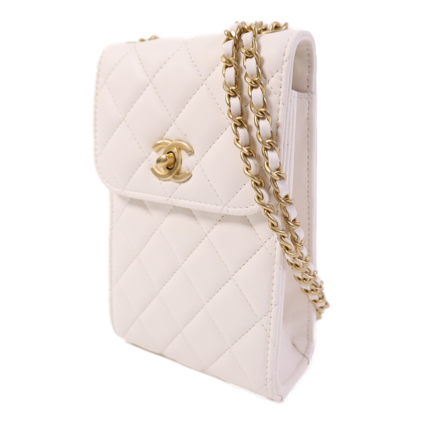 CHANEL 羊皮皮革Chain Shoulder金扣鏈帶肩背袋