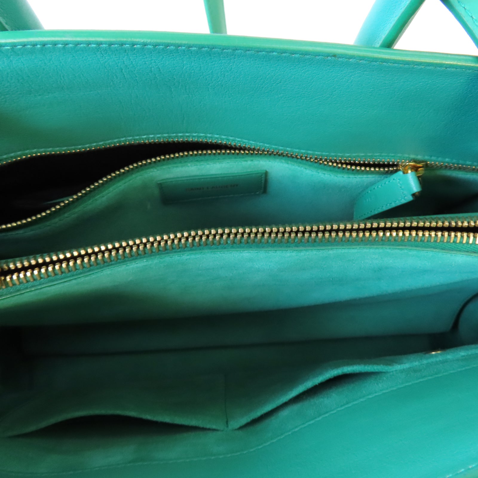 SAINT LAURENT 【激減優惠】牛皮皮革Sac De Jour Bag金扣手挽肩背兩用袋綠色