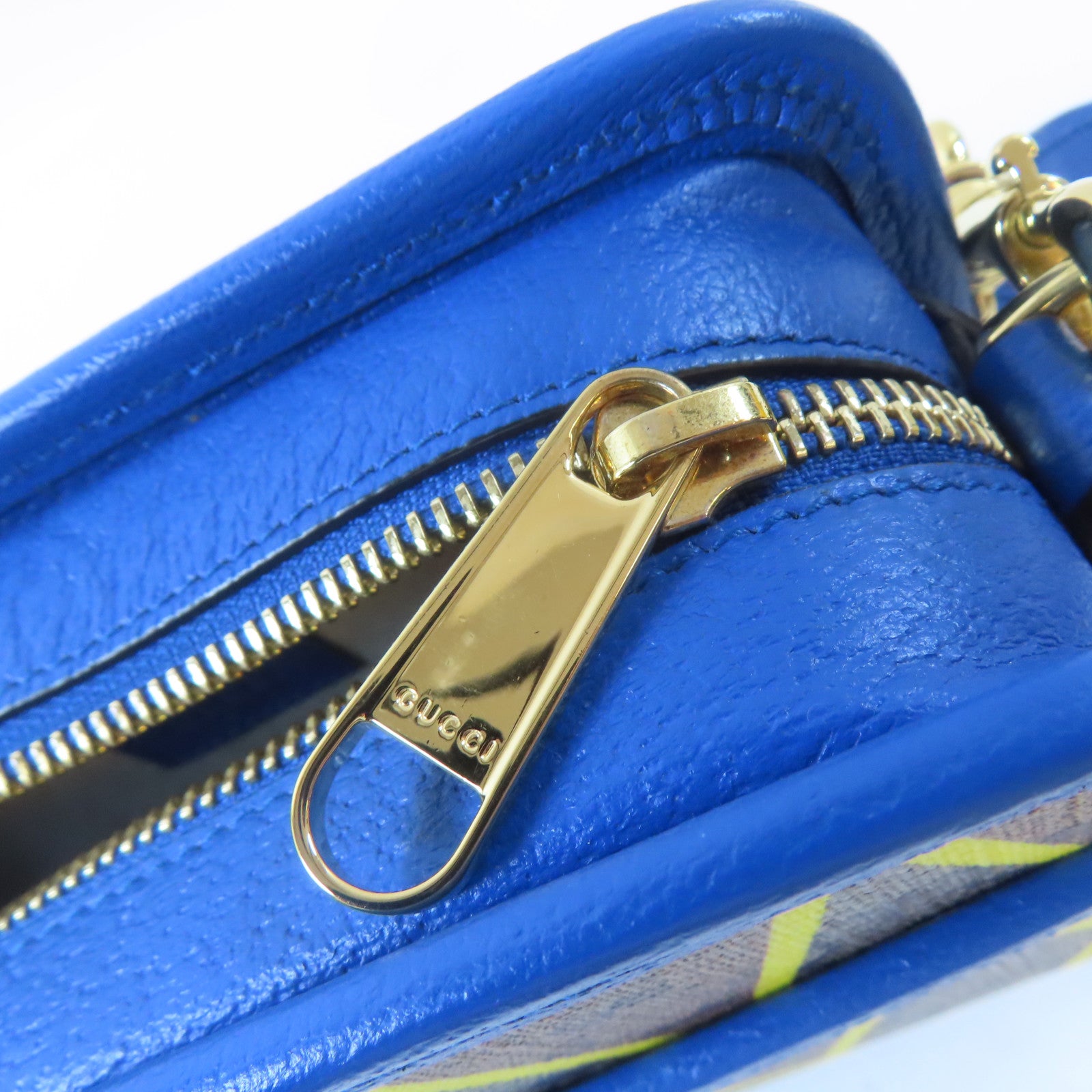 GUCCI 【激減優惠】塗層帆布Shoulder Bag金扣肩背袋啡色/藍色