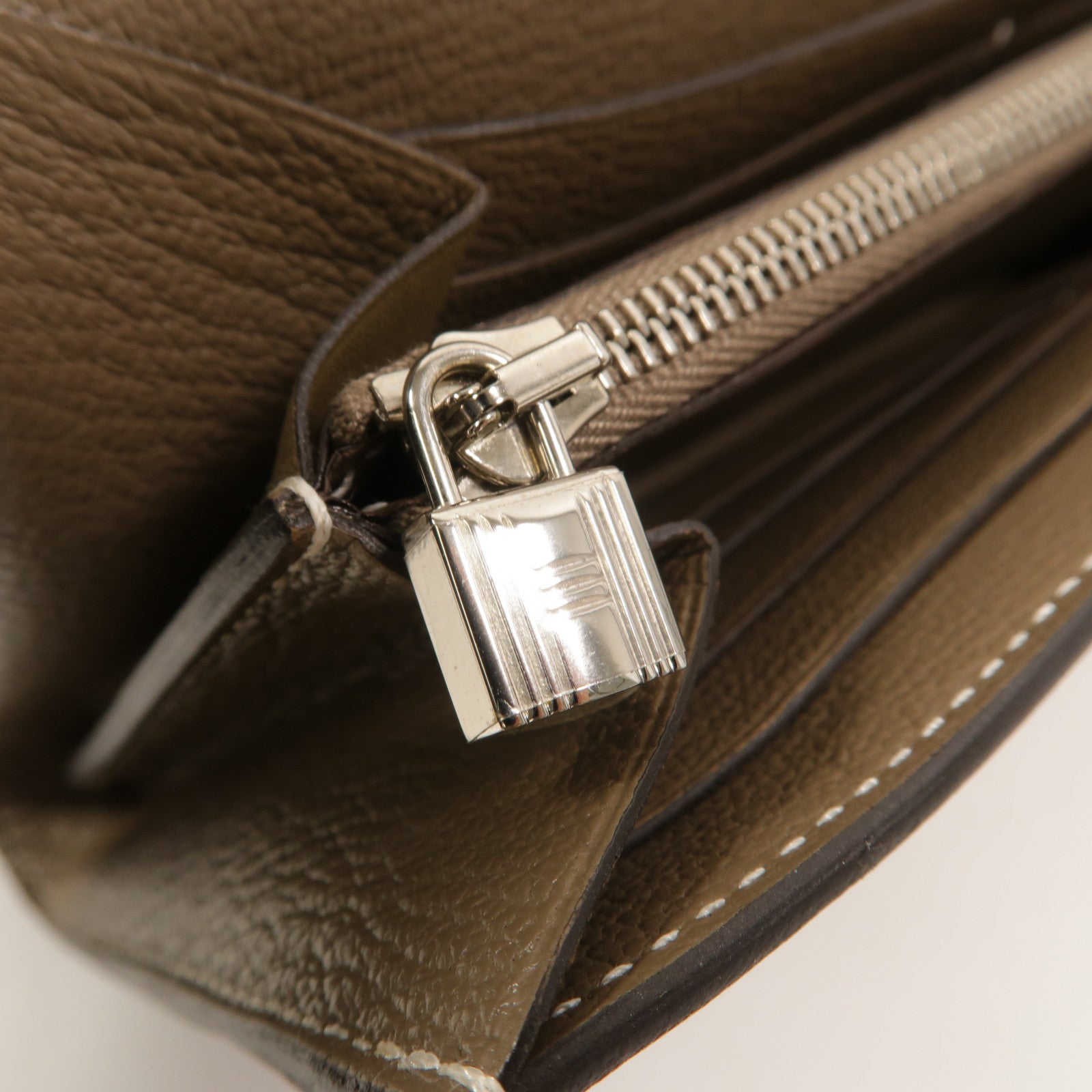 HERMES Chevre皮革Kelly Wallet長錢包Etoupe