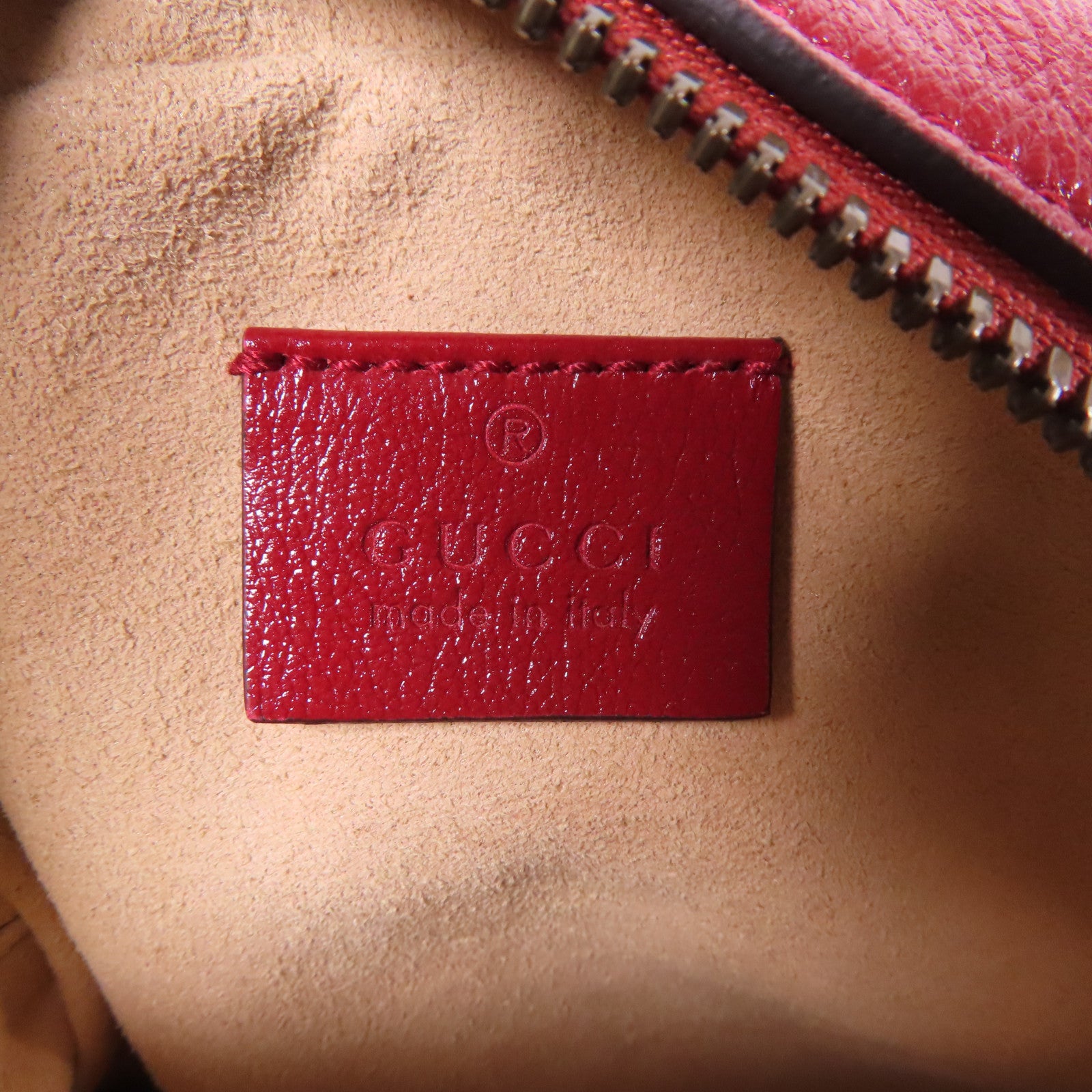 GUCCI GHW GG Marmont Chain Shoulder Bag 550154 Calfskin Leather Red