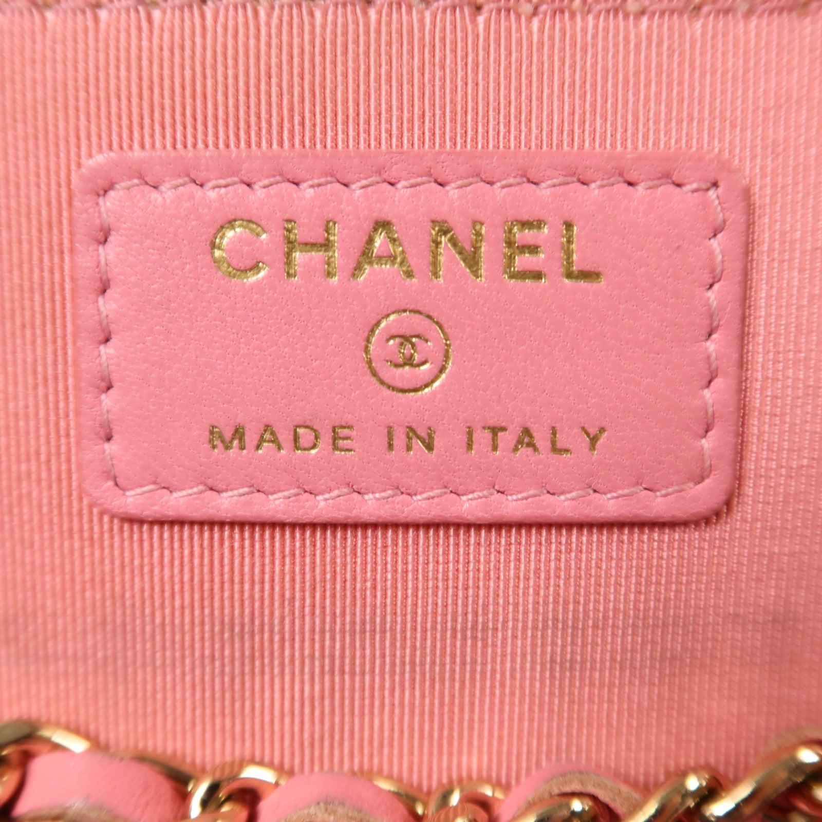 CHANEL 羊皮皮革Vanity Case金扣鏈帶肩背袋