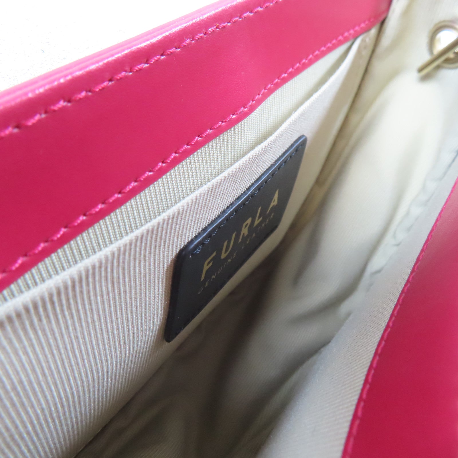 Furla 【激減優惠】牛皮皮革Shoulder Bag金扣鏈帶肩背袋紅色