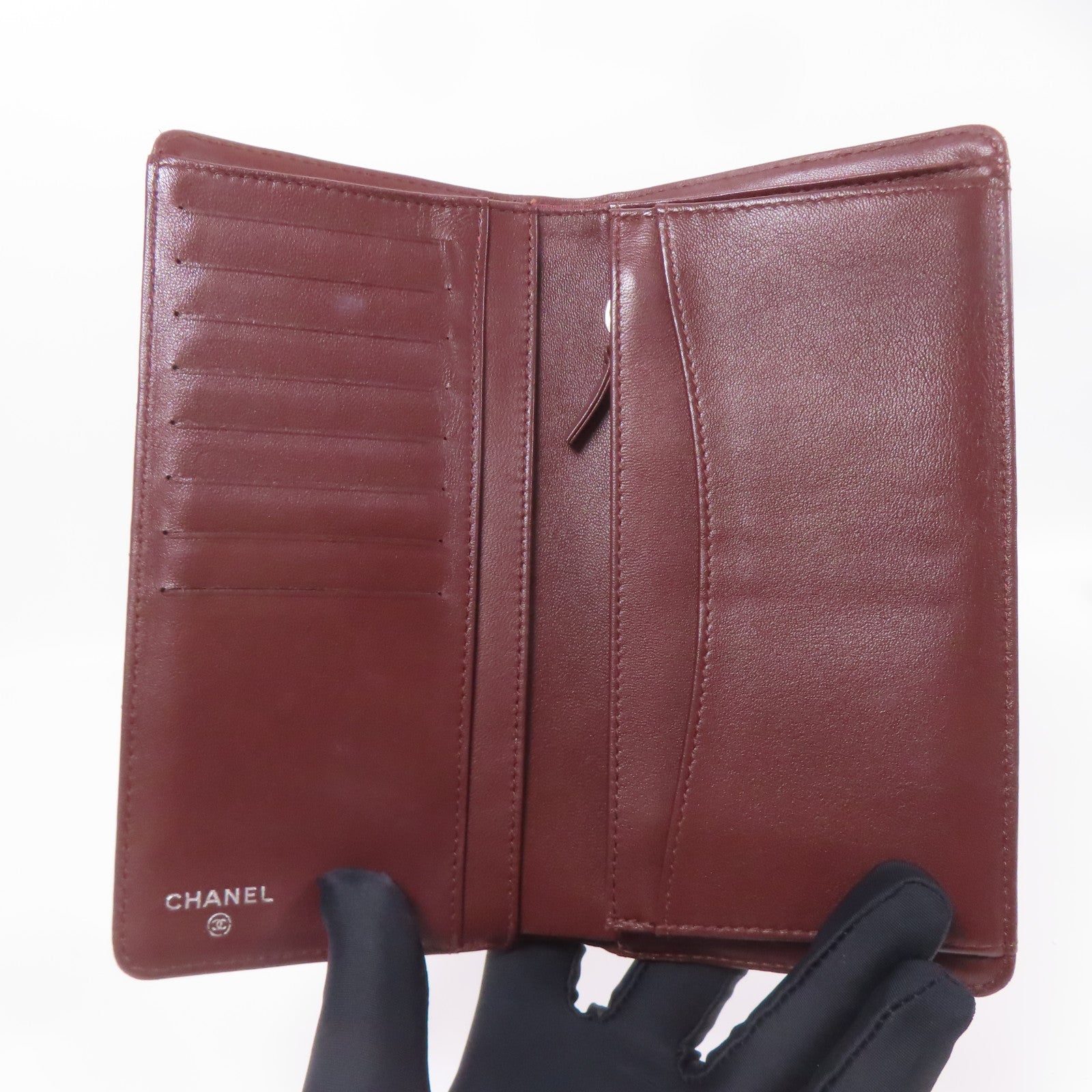 CHANEL CC SHW Long Wallet Lambskin Leather Black
