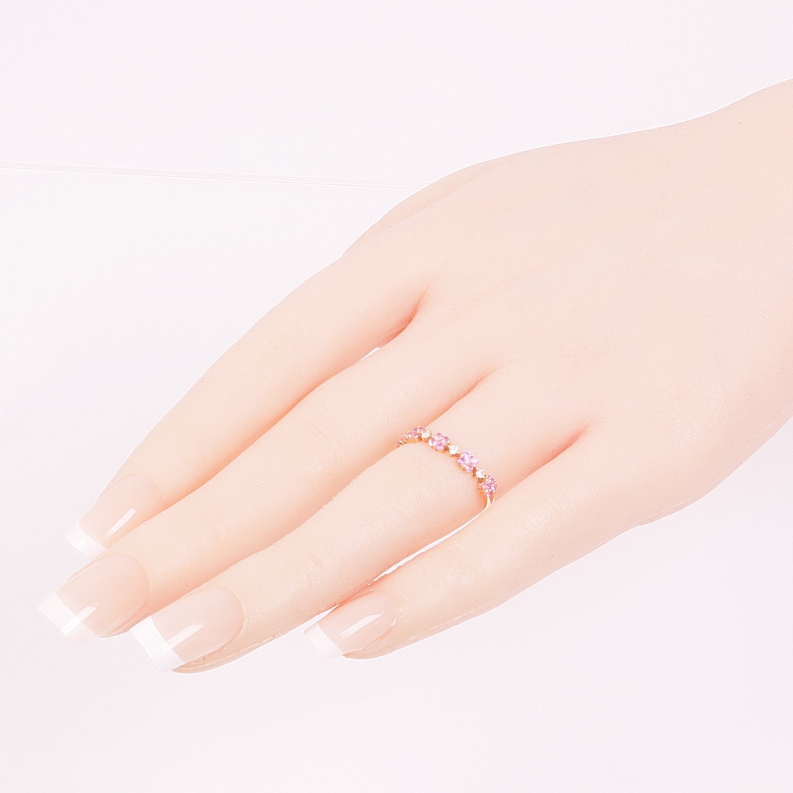 JEWELRY 18K玫瑰金Pink Sapphire Diamond Ring粉紅藍寶石/鑽石戒指US#6.5