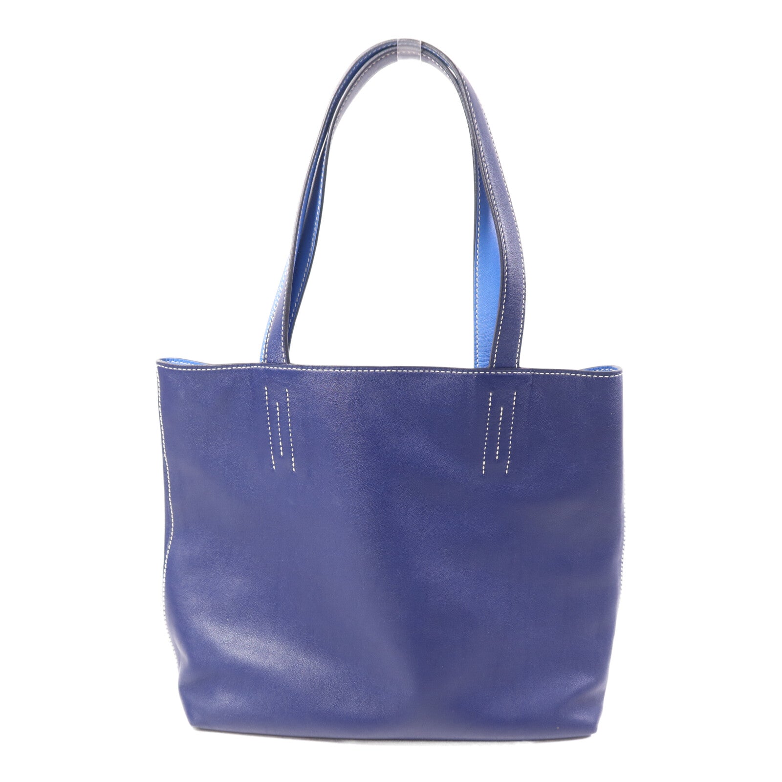 HERMES Swift皮革Double Sens 28手挽袋Bleu Hydra