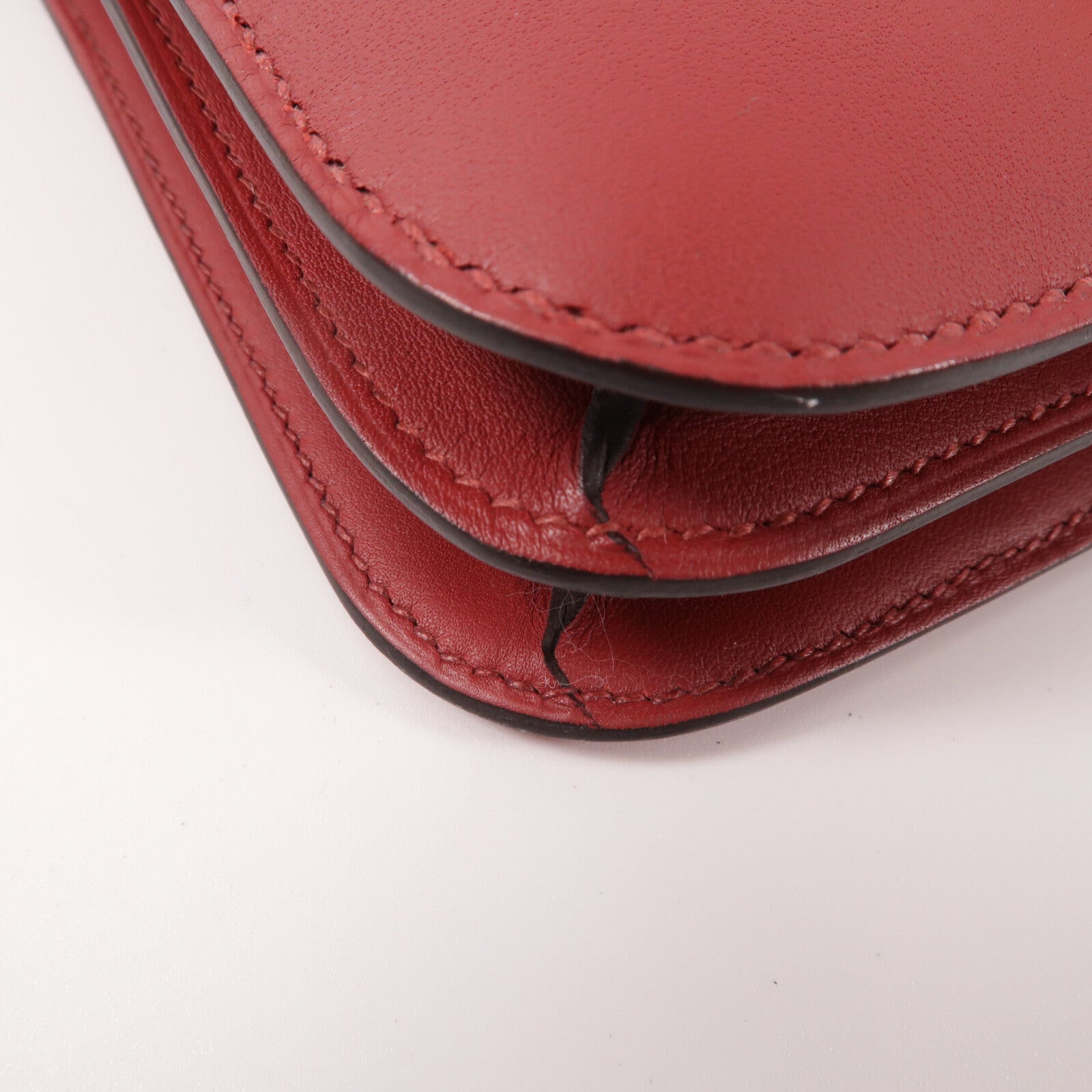 HERMES Swift皮革Constance Mini肩背袋Rouge Grenat
