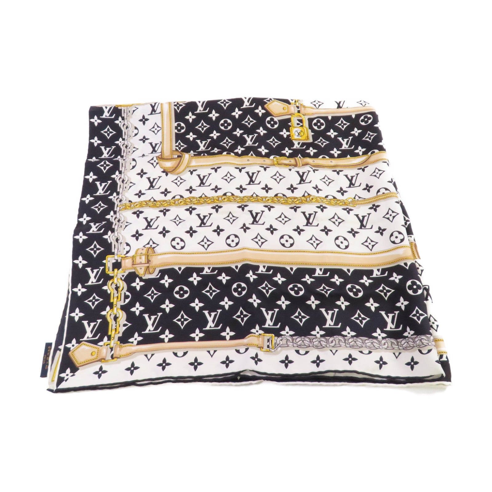 LOUIS VUITTON 【激減優惠】絲質Monogram Confidential Square Scarf絲巾黑色/白色/彩色