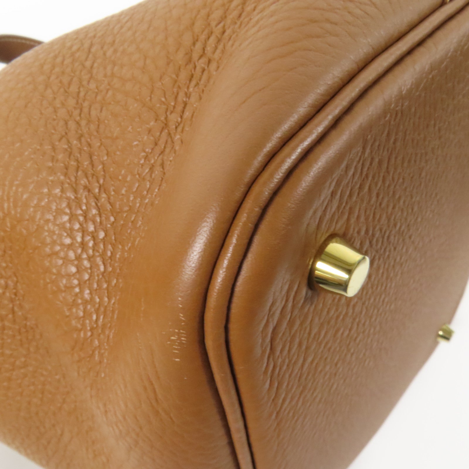 HERMES Clemence皮革Picotin MM金扣手挽袋Gold