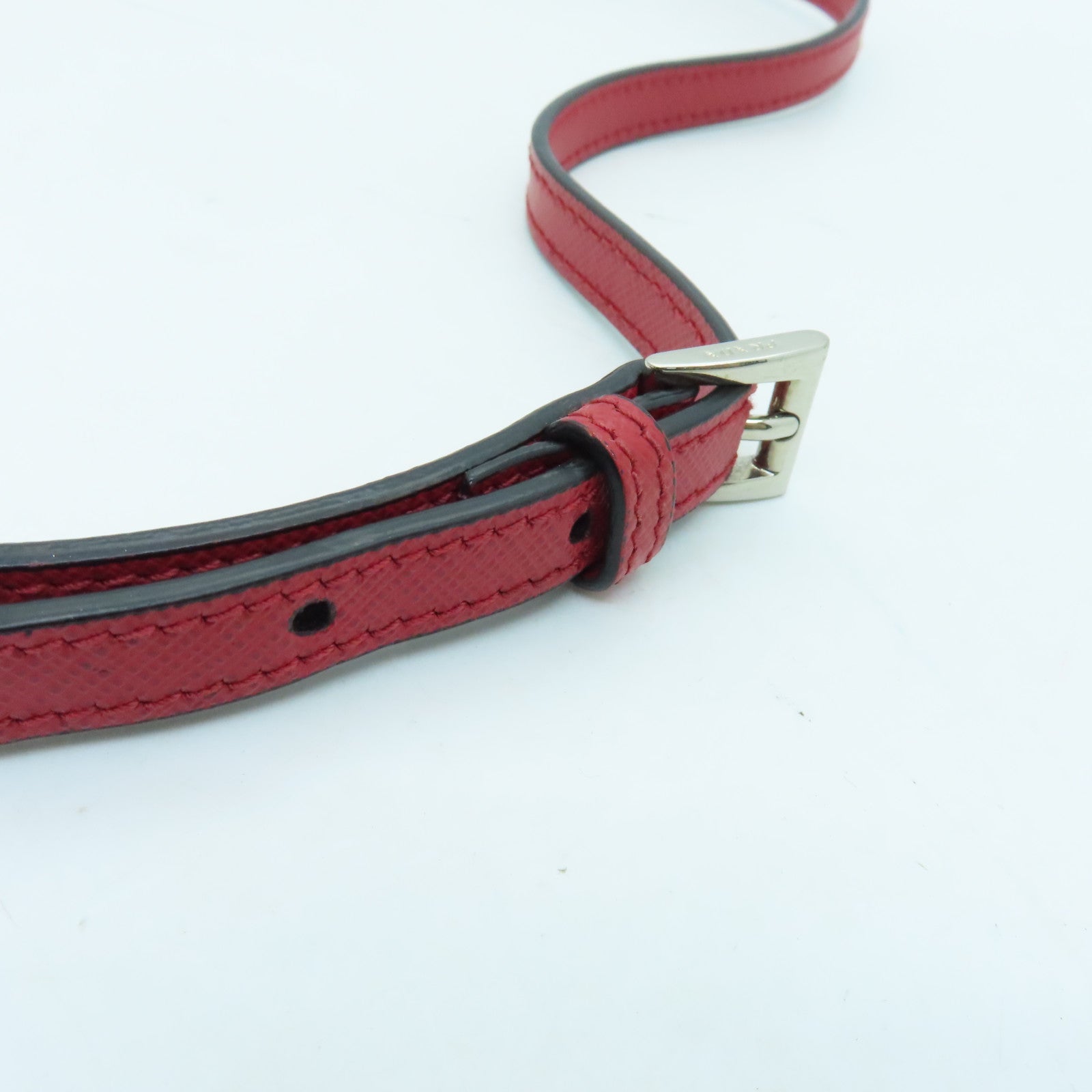 PRADA cowhide leather Shoulder Bag silver buckle handle shoulder bag red