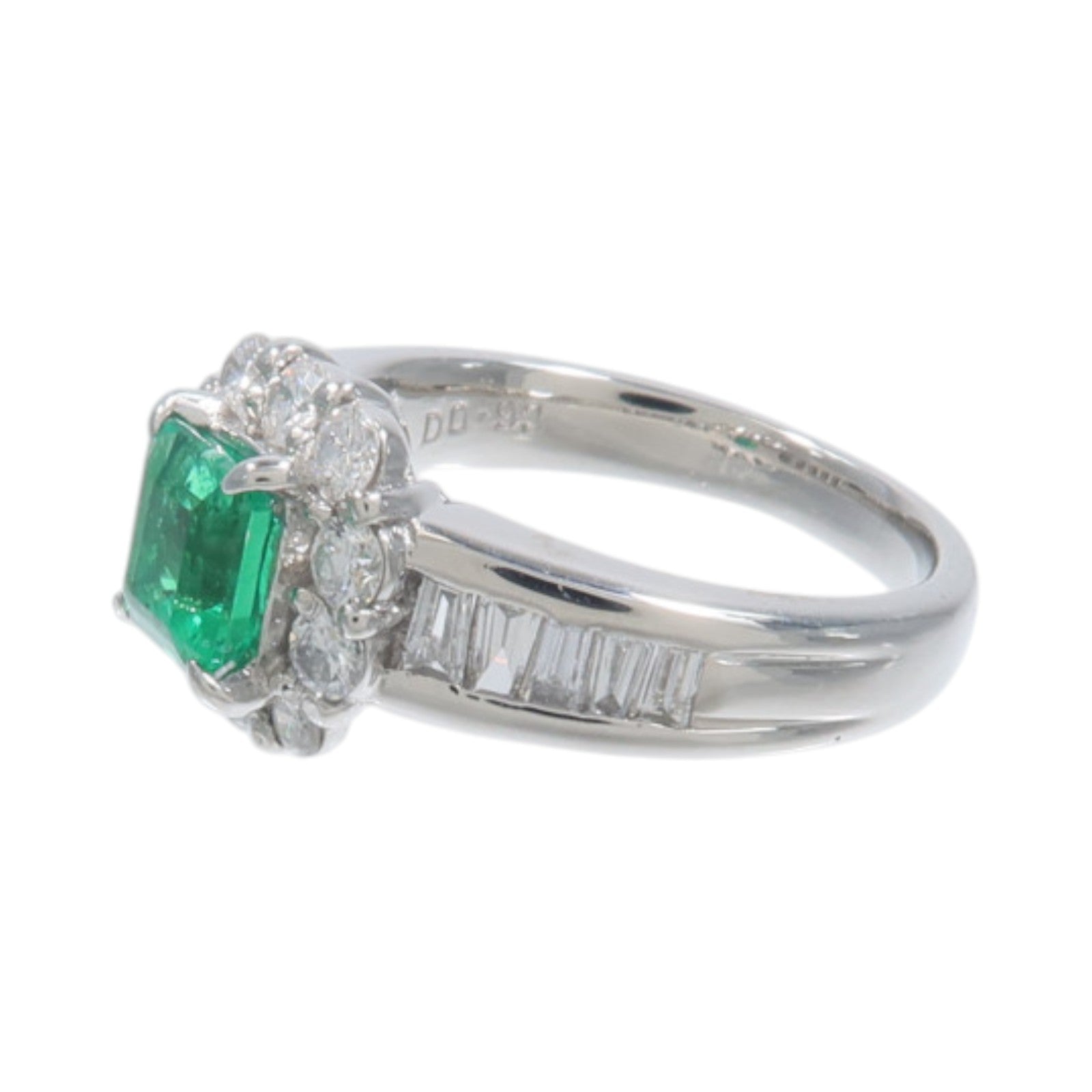 JEWELRY PT900鉑金Emerald Diamond Ring綠寶石/鑽石戒指