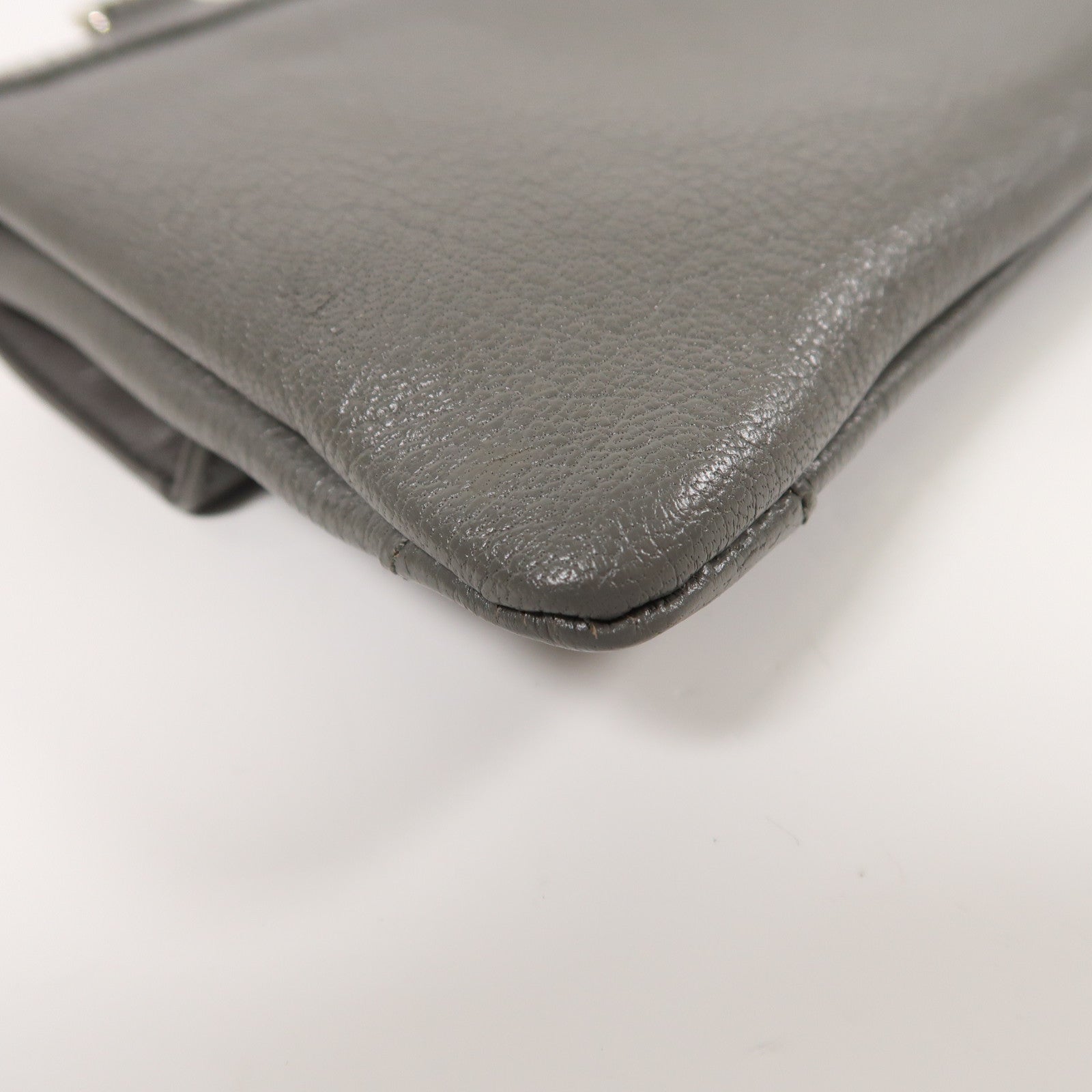BALENCIAGA 牛皮皮革Shoulder Bag銀扣肩背袋灰色
