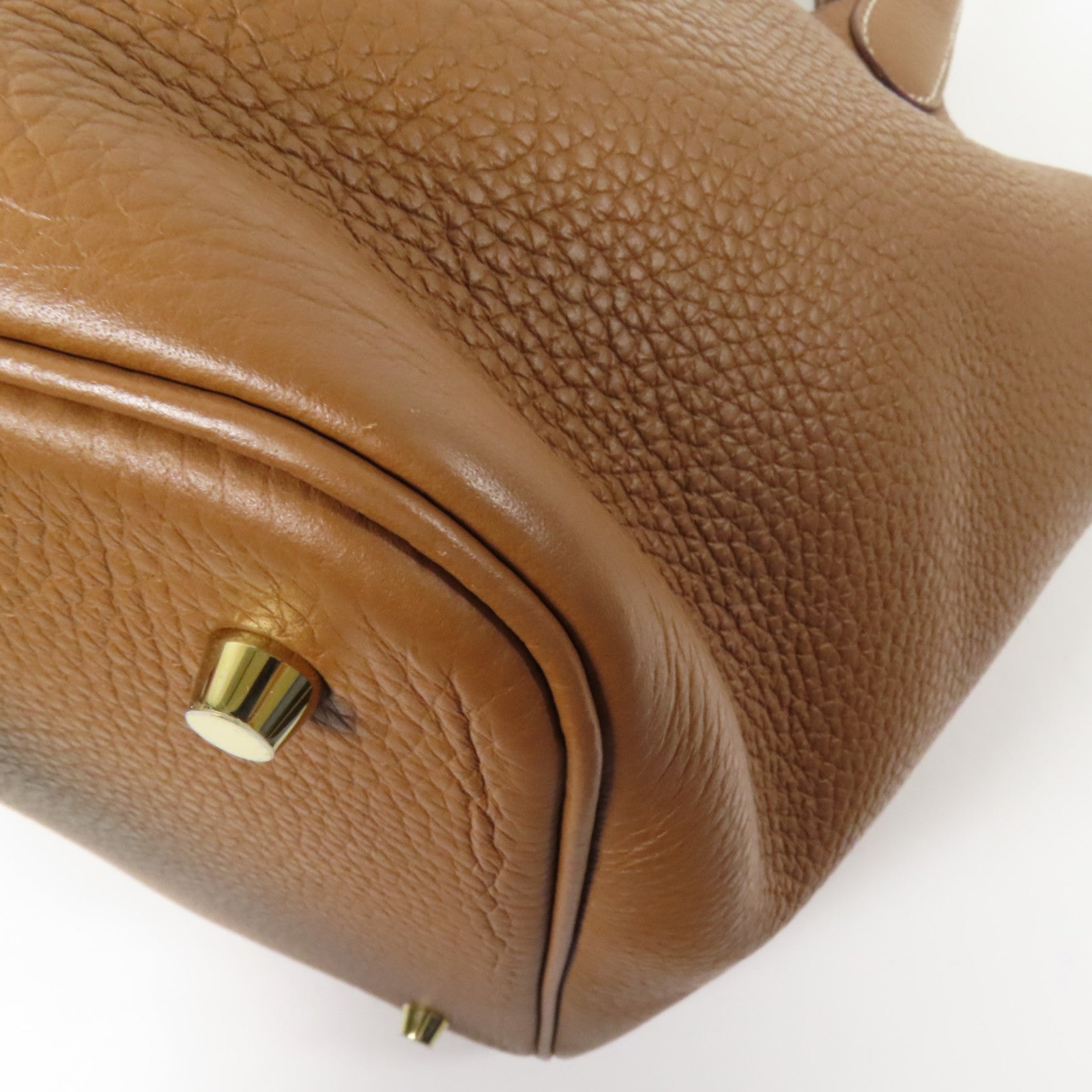 HERMES Clemence皮革Picotin MM金扣手挽袋Gold