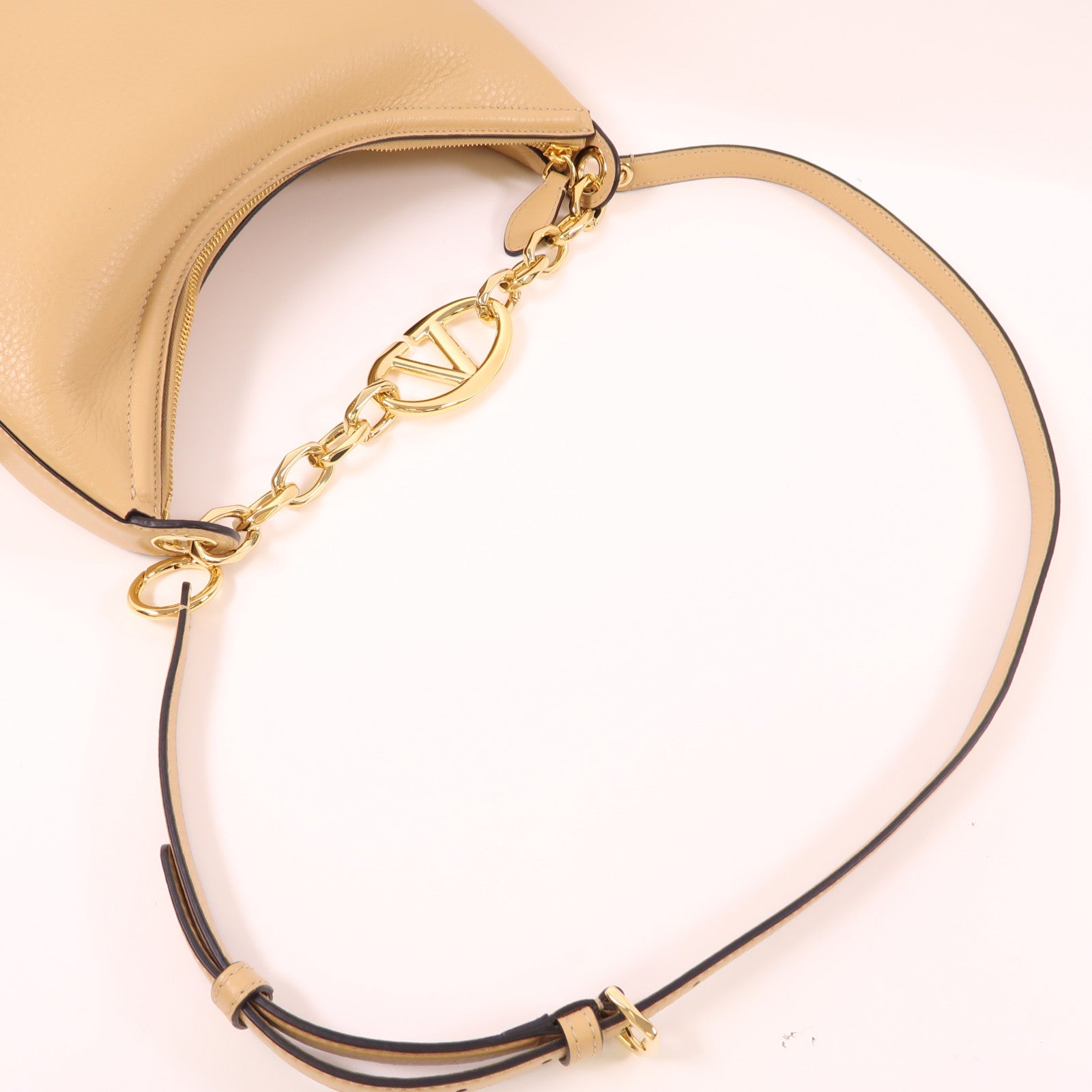 Valentino 【激減優惠】牛皮皮革Vlogo Moon Small Hobo Bag金扣手挽肩背兩用袋