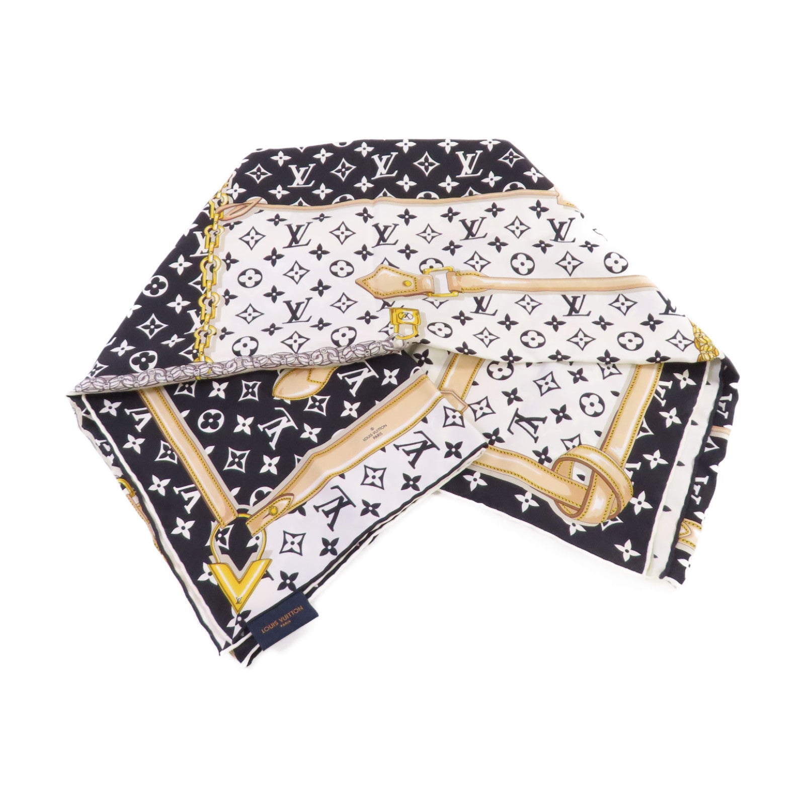 LOUIS VUITTON 【激減優惠】絲質Monogram Confidential Square Scarf絲巾黑色/白色/彩色