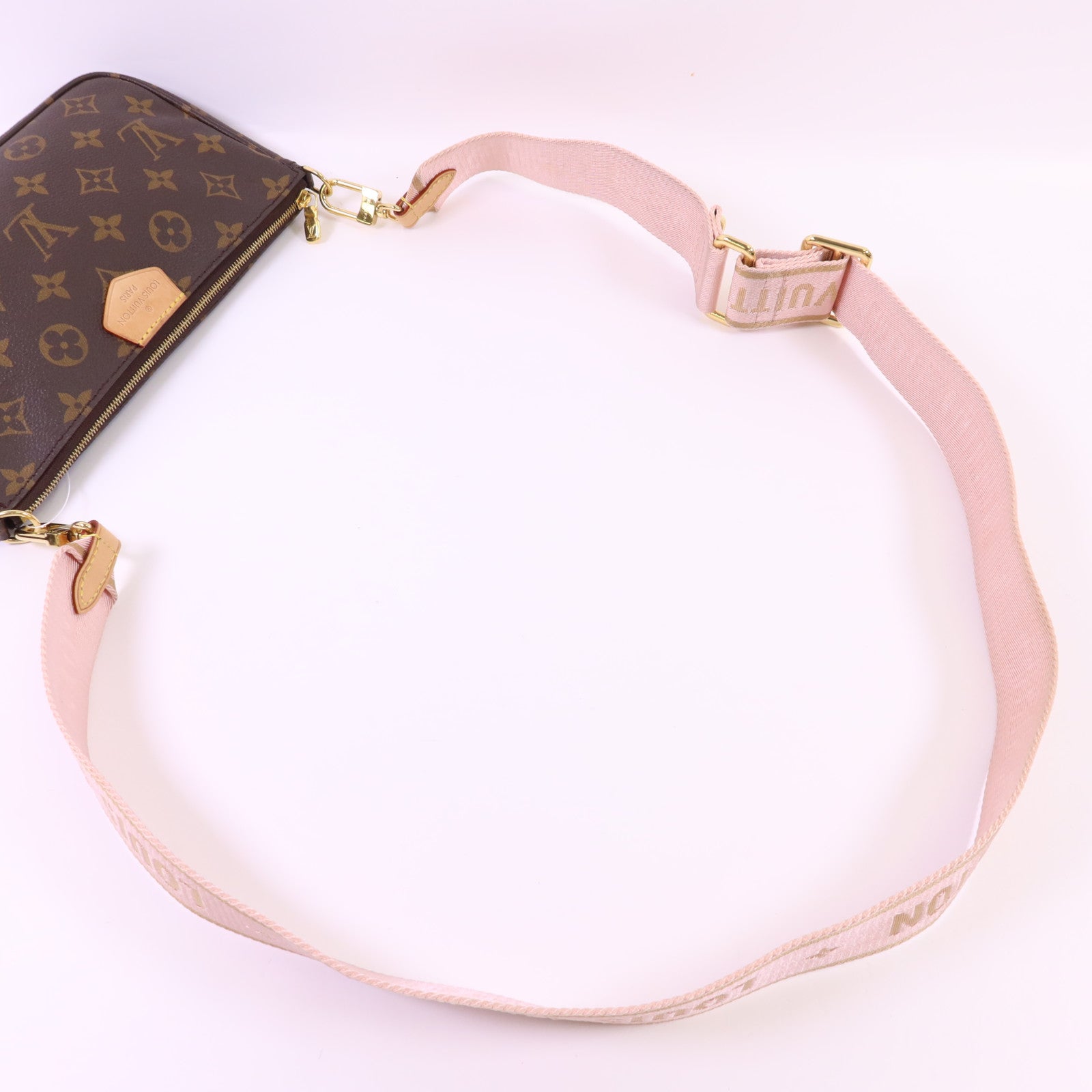 LOUIS VUITTON Monogram Multi Pochette Accessories金扣鏈帶手挽肩背兩用袋