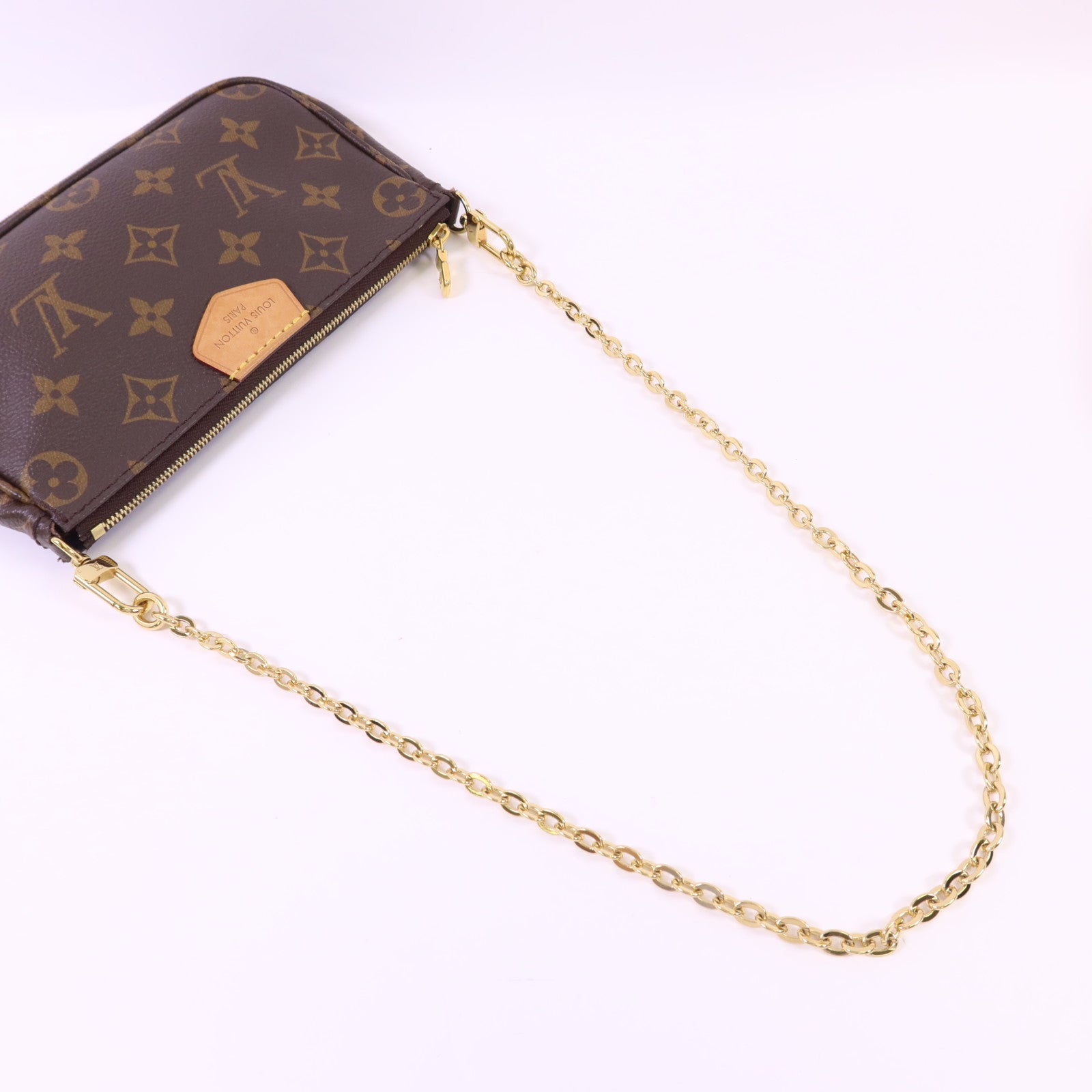 LOUIS VUITTON Monogram Multi Pochette Accessories金扣鏈帶手挽肩背兩用袋