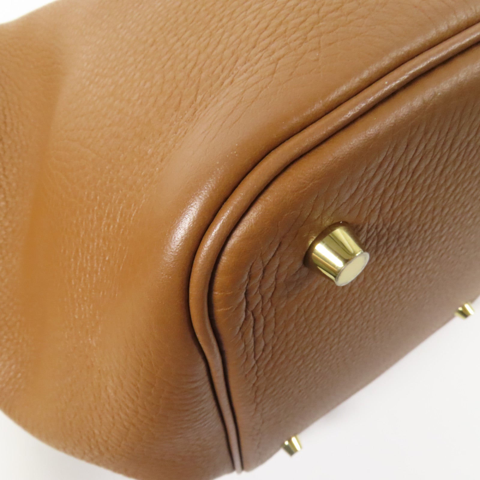 HERMES Clemence皮革Picotin MM金扣手挽袋Gold