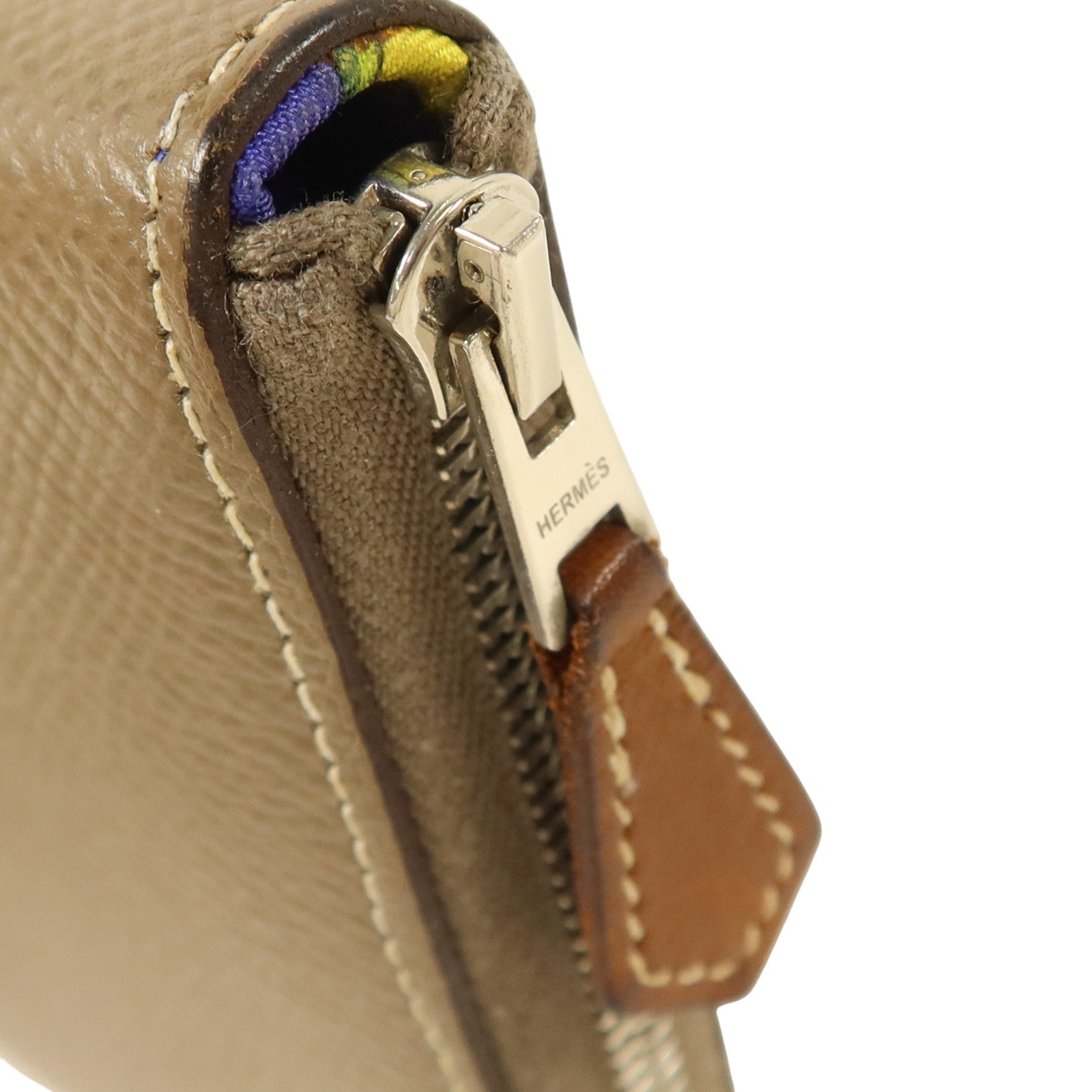 HERMES Epsom皮革Silk in Azap Long Wallet銀扣長錢包Etoupe
