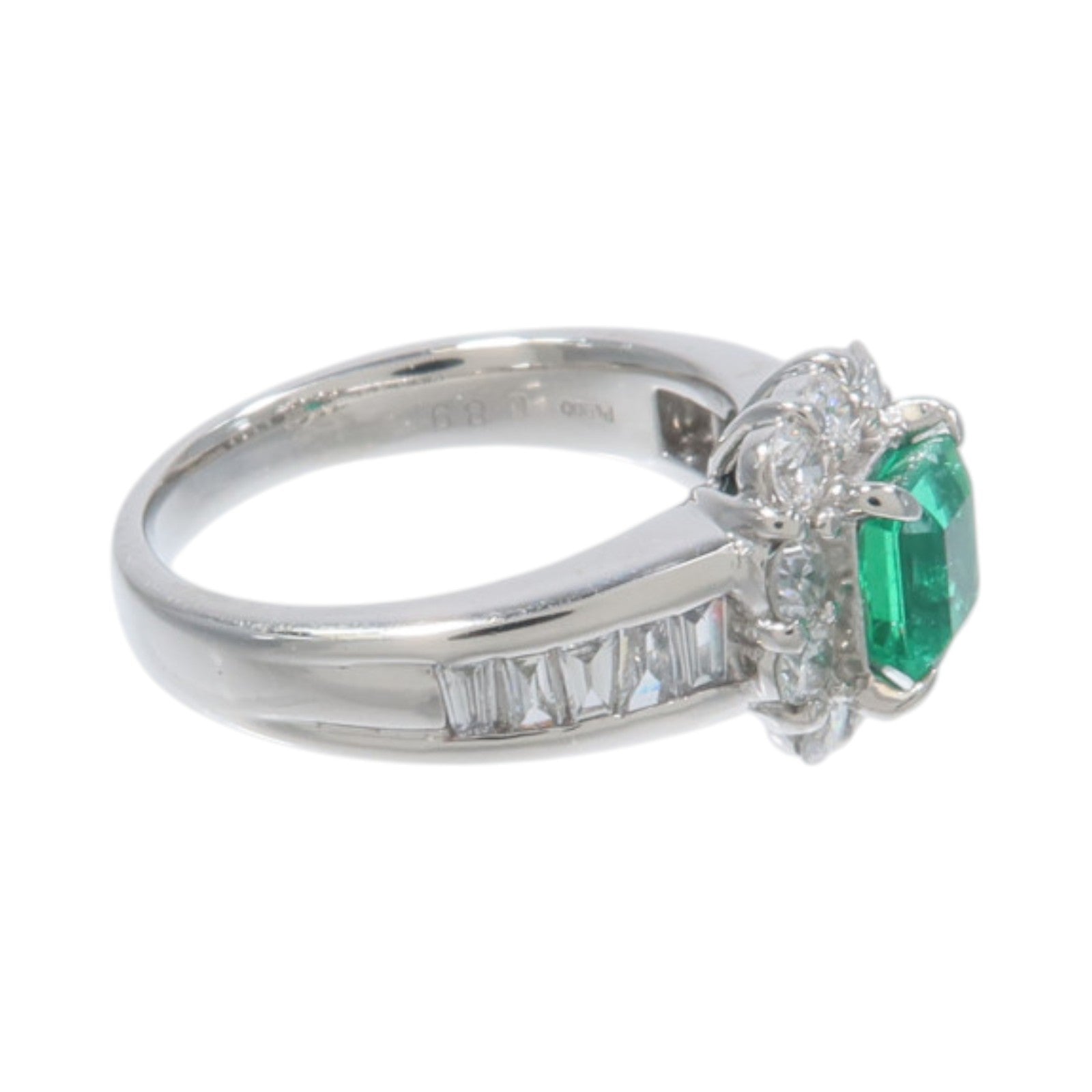 JEWELRY PT900鉑金Emerald Diamond Ring綠寶石/鑽石戒指