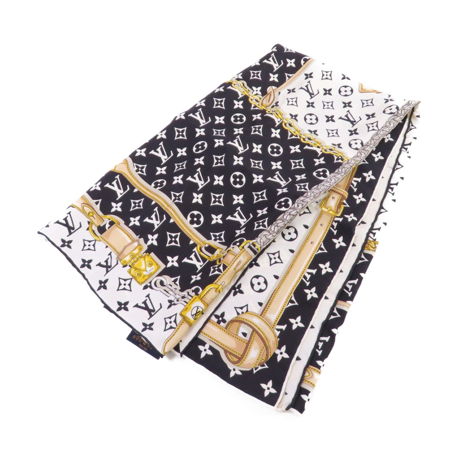 LOUIS VUITTON 【激減優惠】絲質Monogram Confidential Square Scarf絲巾黑色/白色/彩色