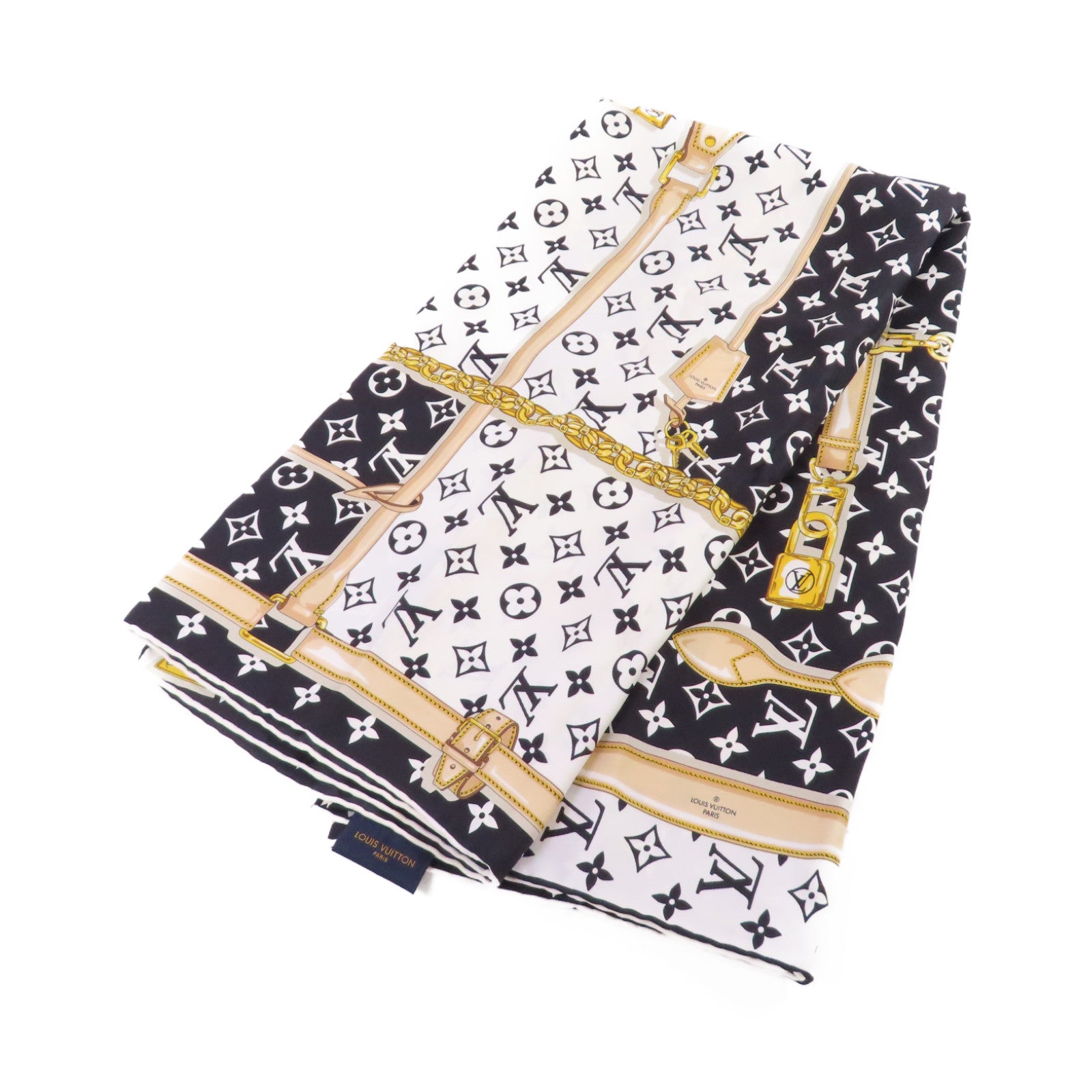LOUIS VUITTON 【激減優惠】絲質Monogram Confidential Square Scarf絲巾黑色/白色/彩色