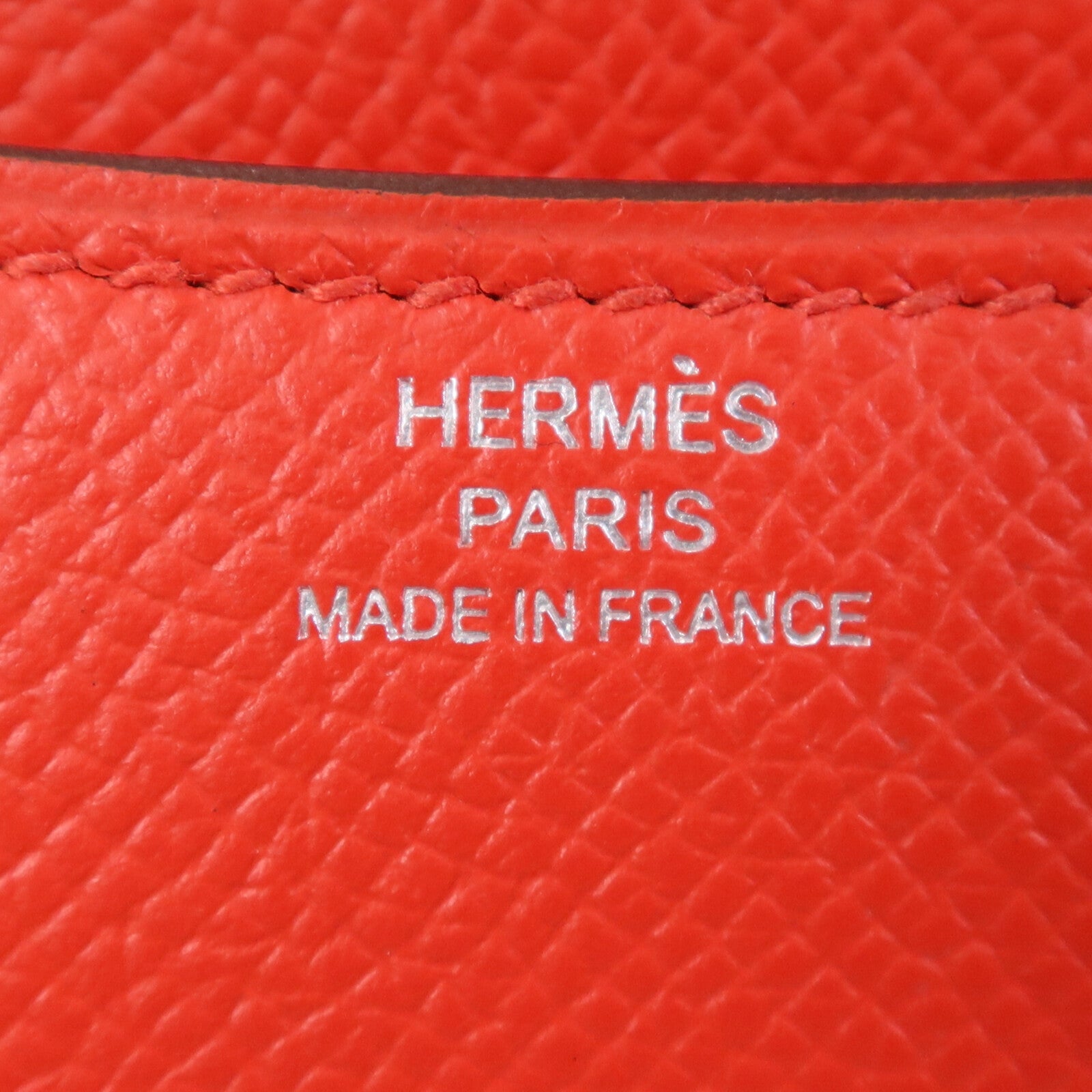 HERMES Epsom皮革Constance 24肩背袋銀扣Rouge De Coeur/Mauve