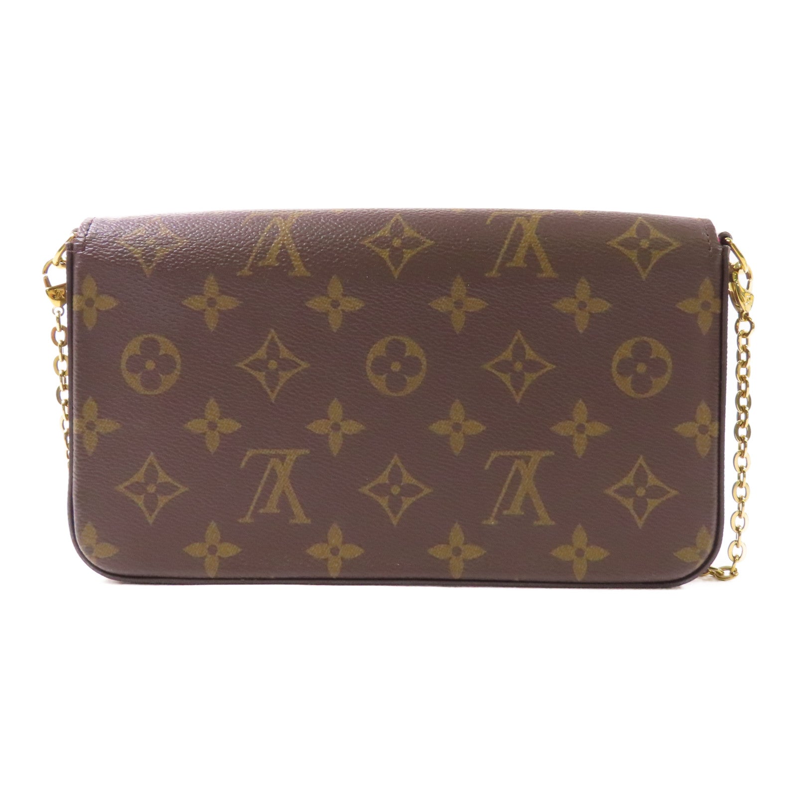 LOUIS VUITTON Monogram Pochette Felicie金扣鏈帶肩背袋棕色